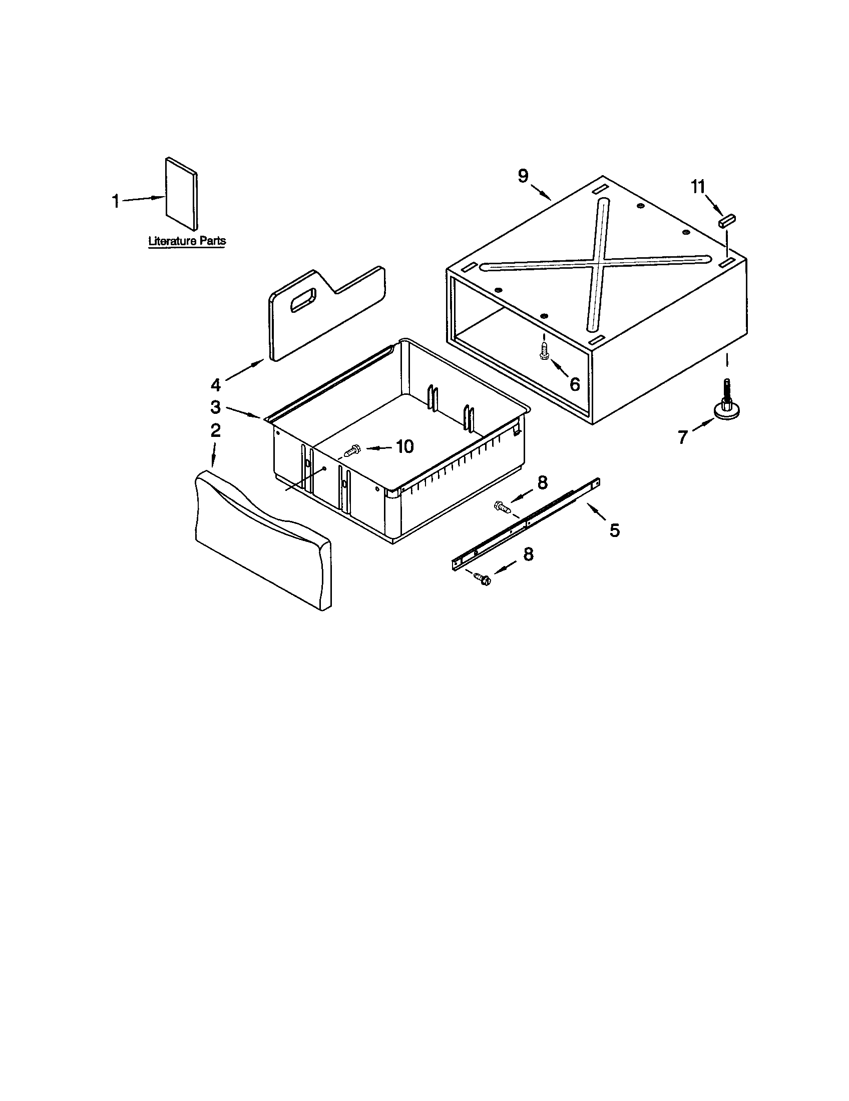 Kenmore 11082822102 pedestal parts (not included) diagram