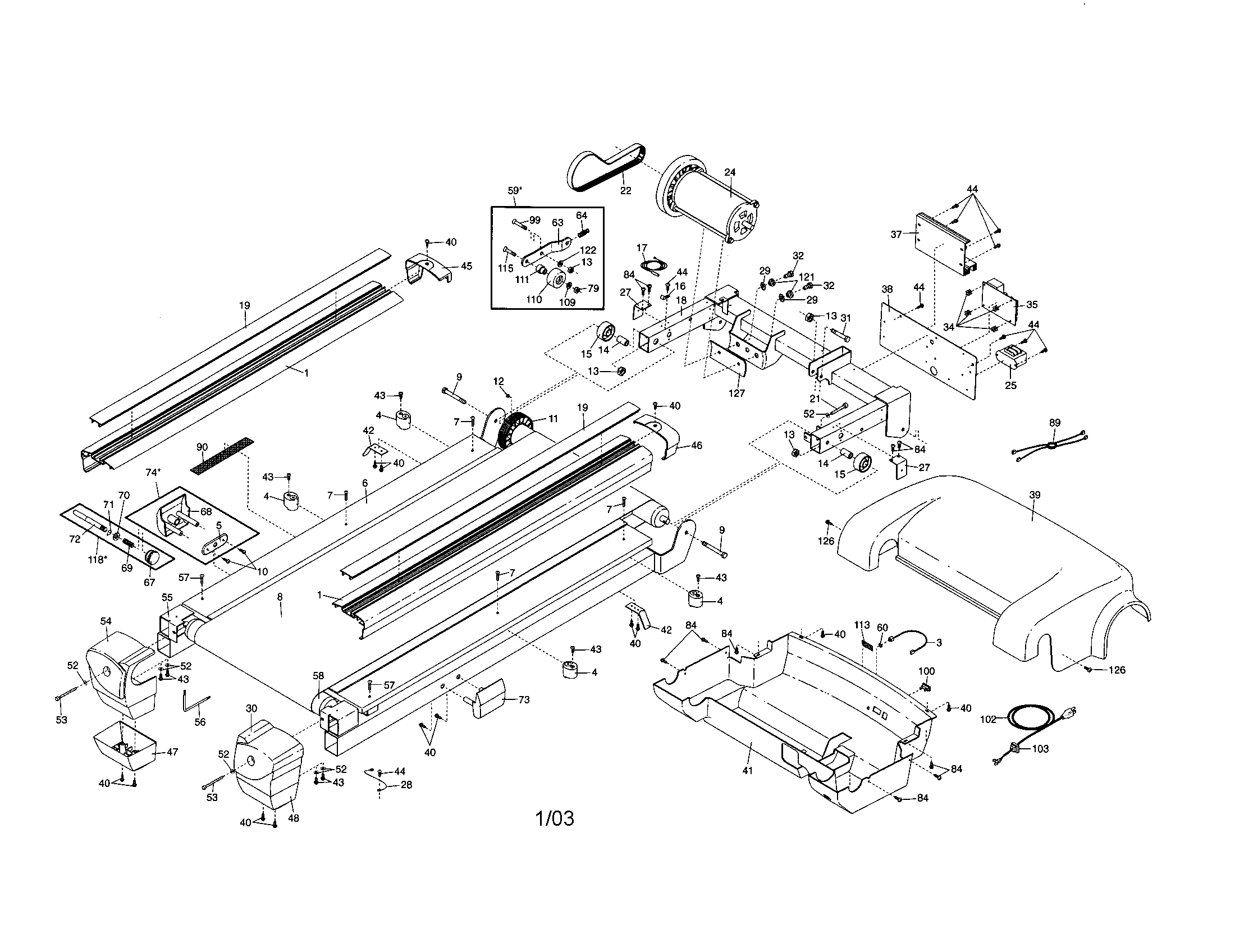 HealthRider HRT15920 belts, walking and motor diagram
