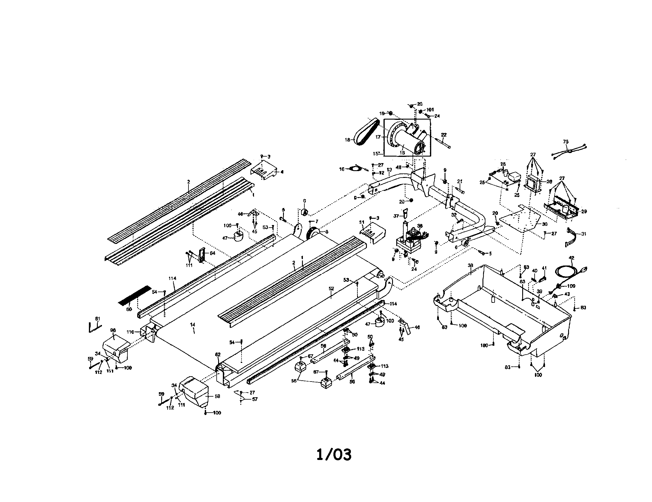 NordicTrack NTL99020 belts, walking and motor diagram