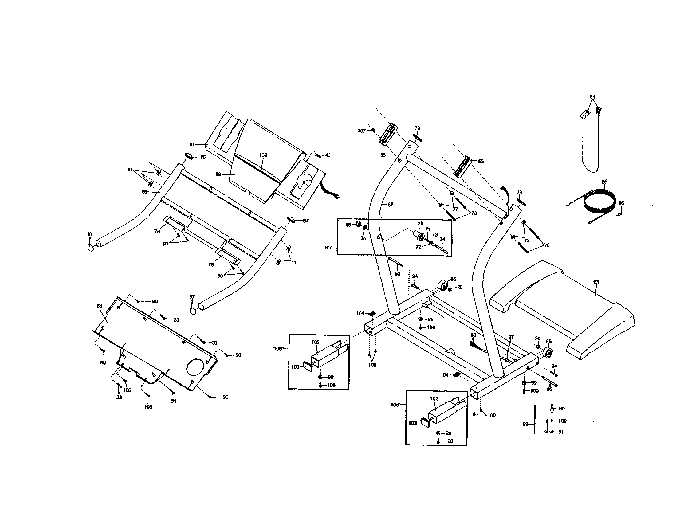 NordicTrack NTL99020 console/handle/motor hood diagram