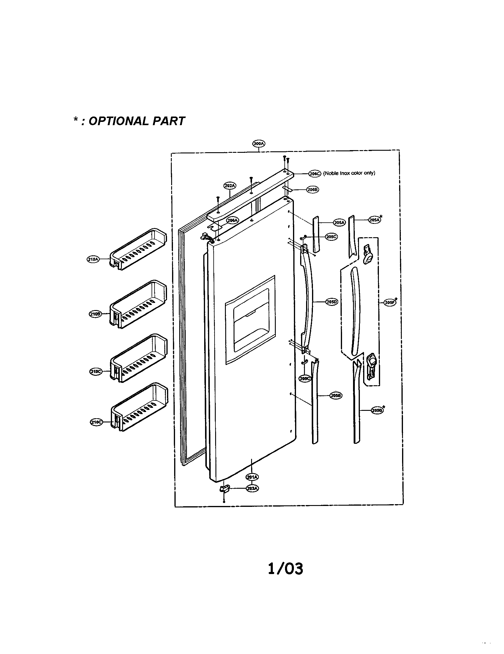 LG LRSPC2031NI freezer door diagram