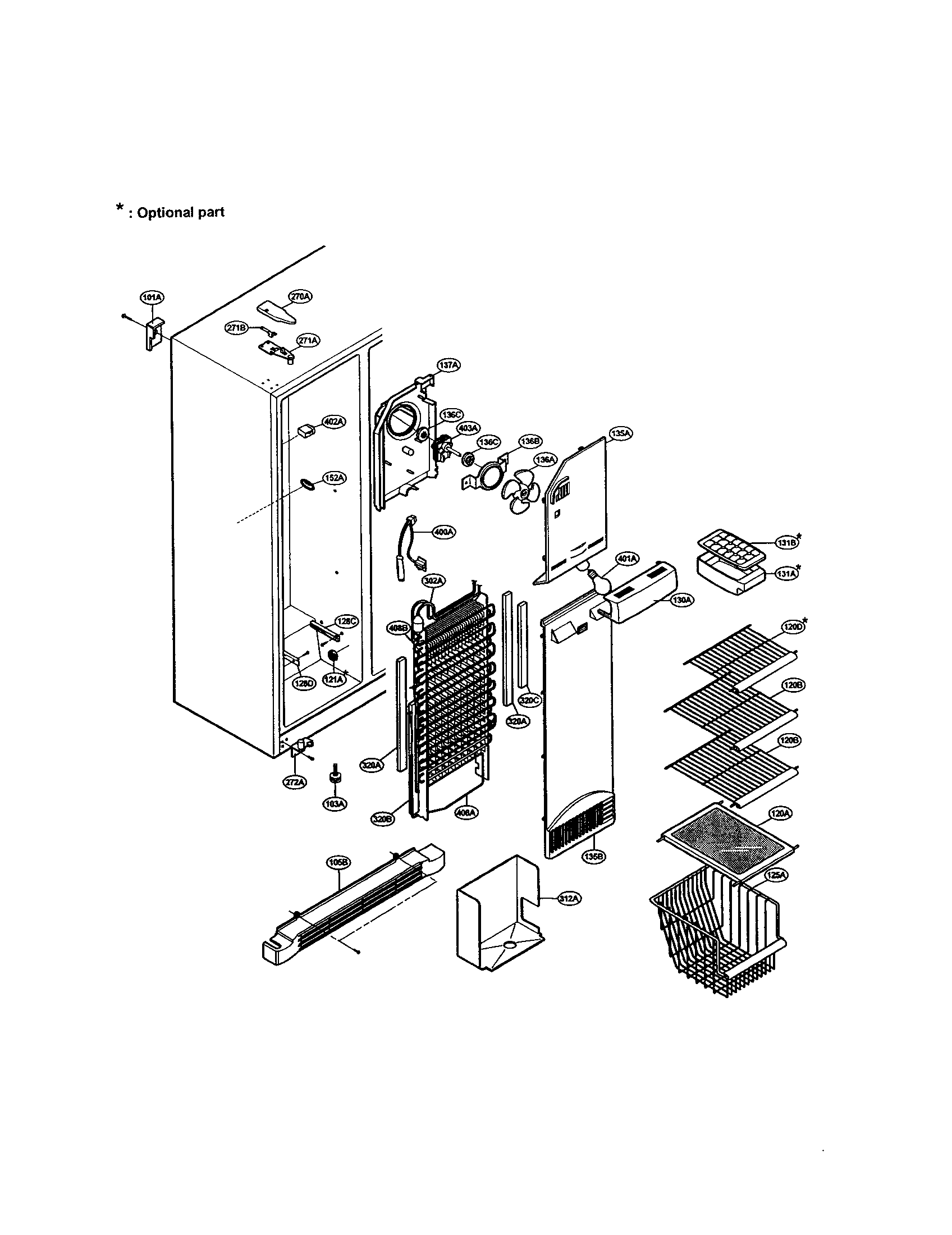 LG LRSPC2031NI freezer compartment diagram