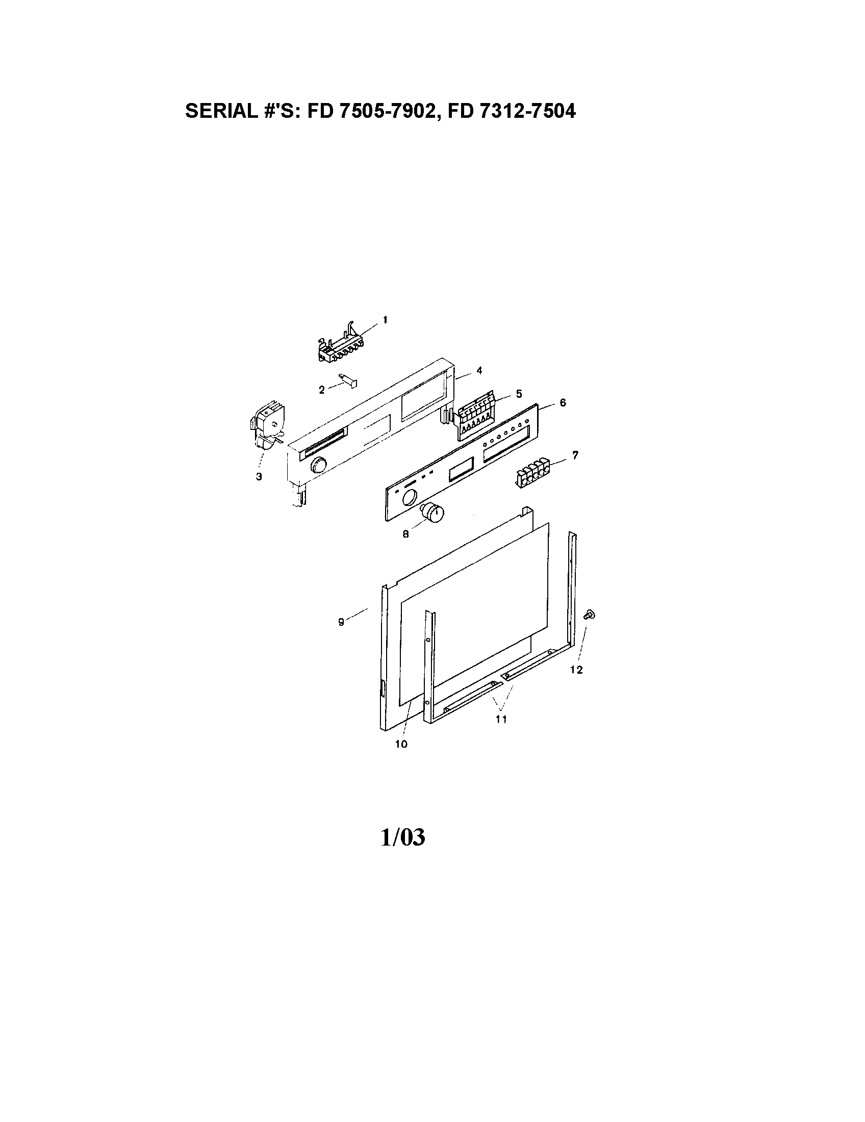 Bosch SMU2042UC/13 (FD7312-7504,7505-7902 fascia panel and outer door diagram
