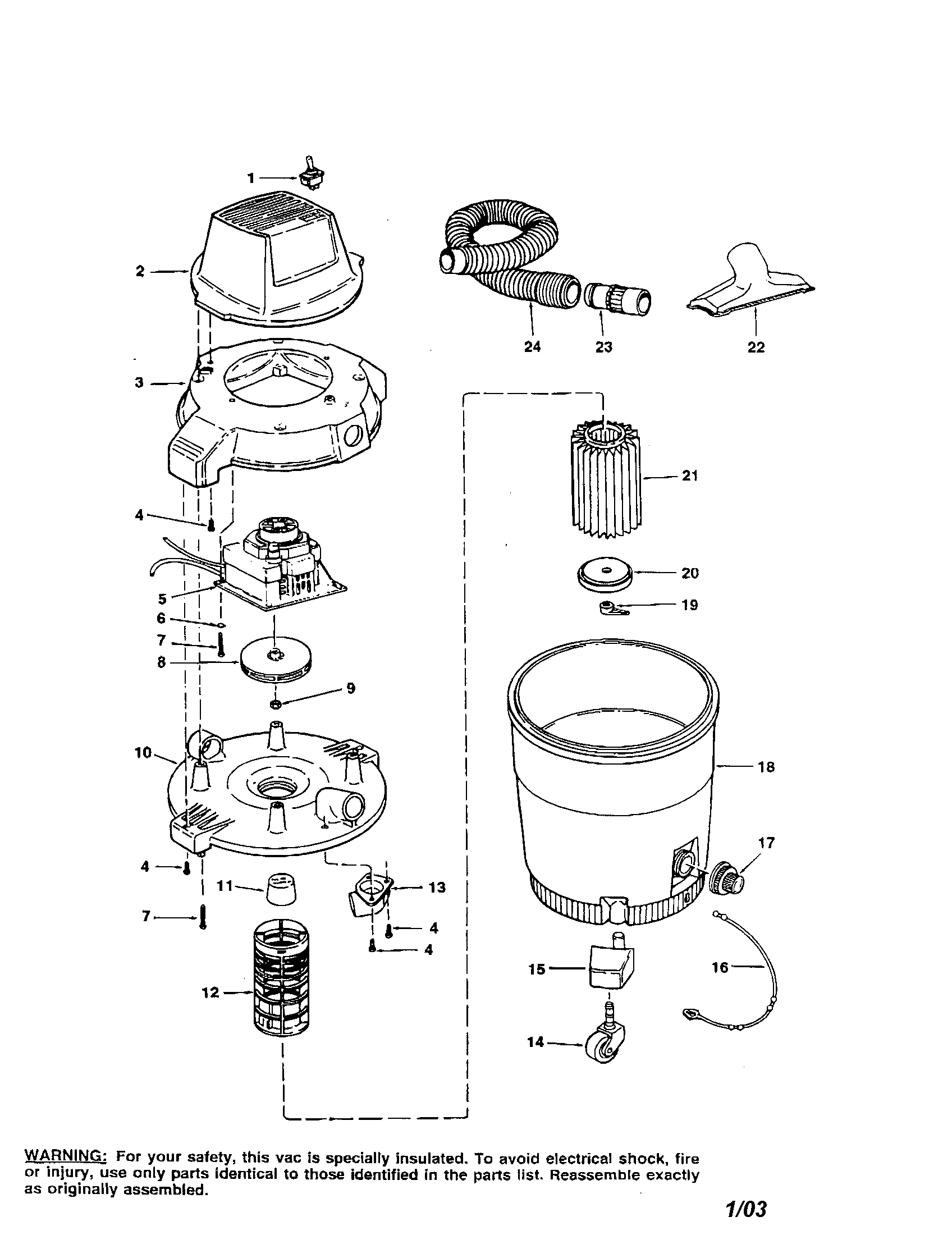 Craftsman 113179141 12 gallon wet/dry vac diagram