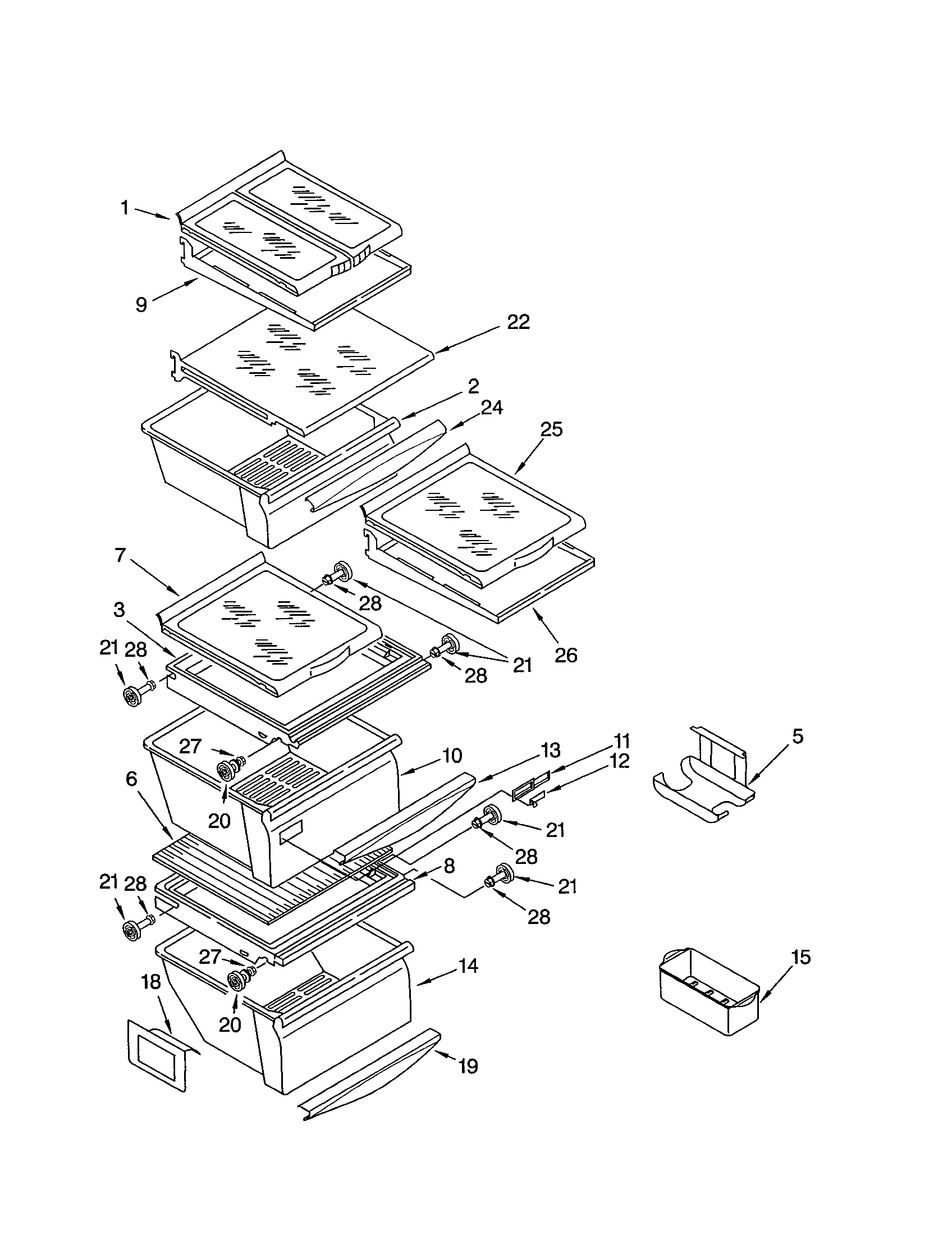 Kenmore 10653709200 refrigerator shelf diagram