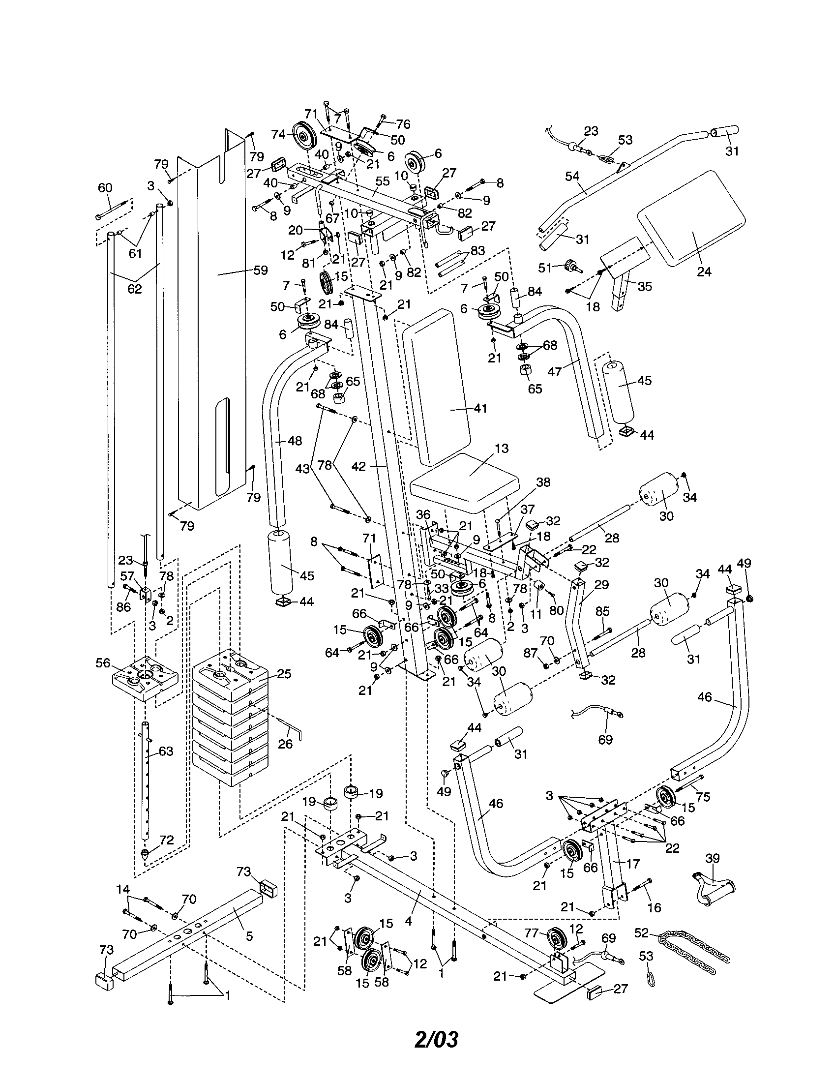 Weider WESY19002 weight system diagram