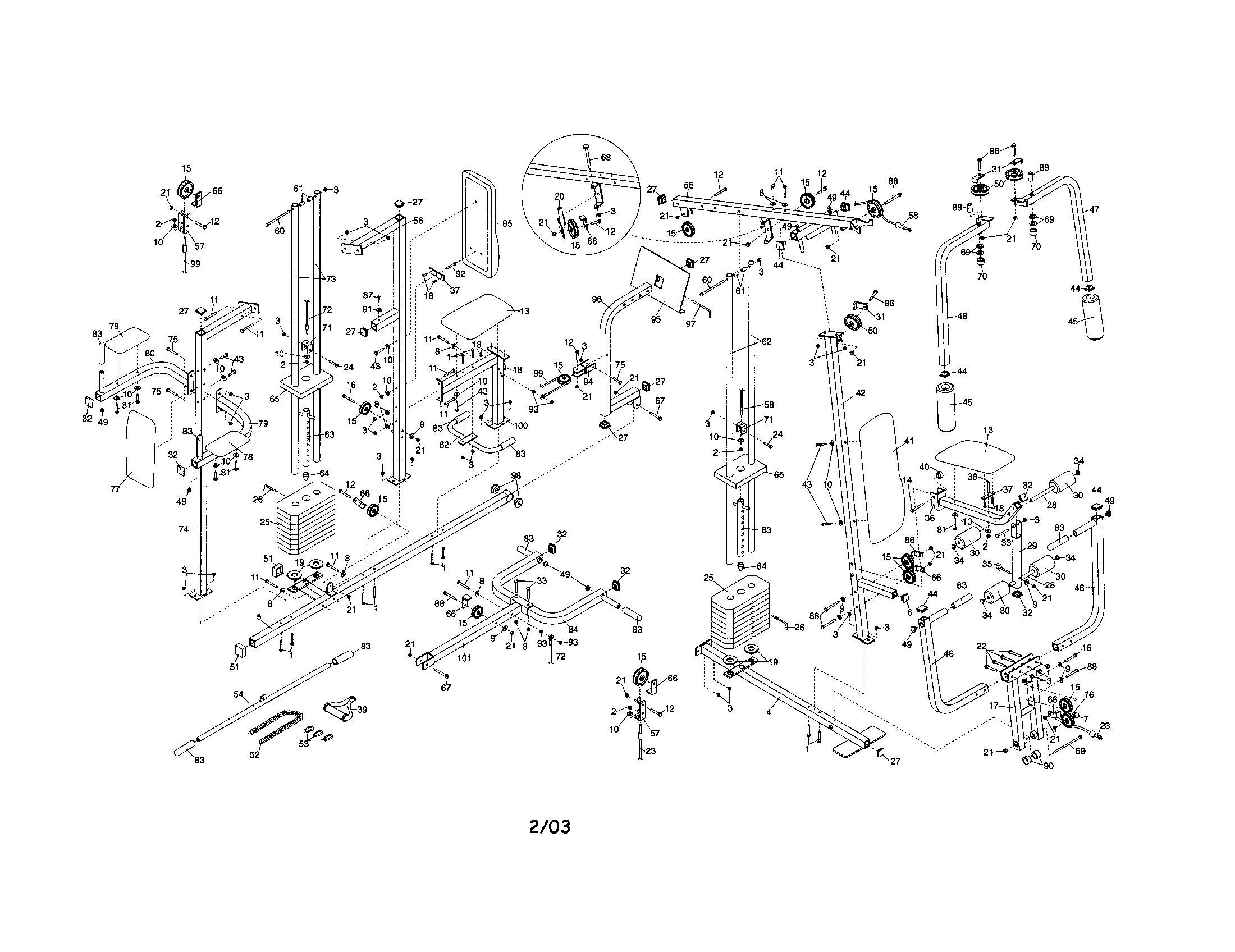 Weider WESY96352 weight system diagram