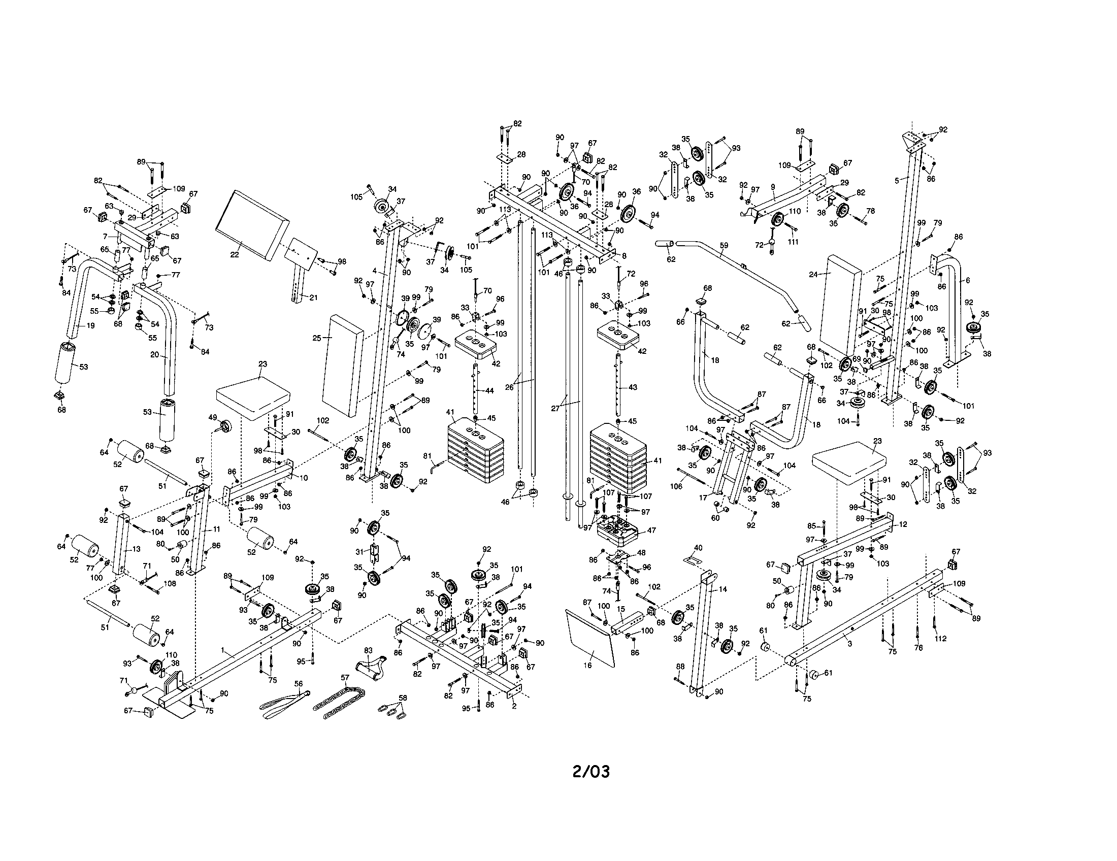 Weider 831159832 weight system diagram