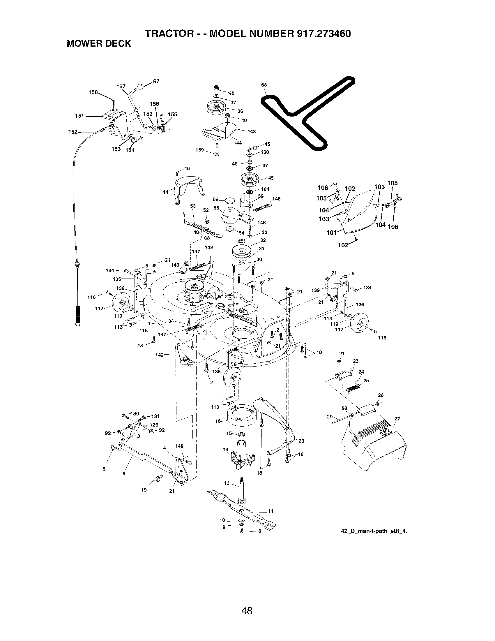 Craftsman 917273460 mower deck diagram