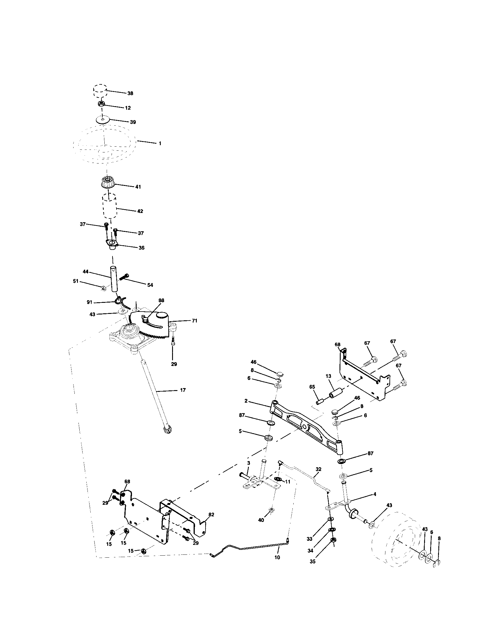 Poulan 917279370 steering assembly diagram