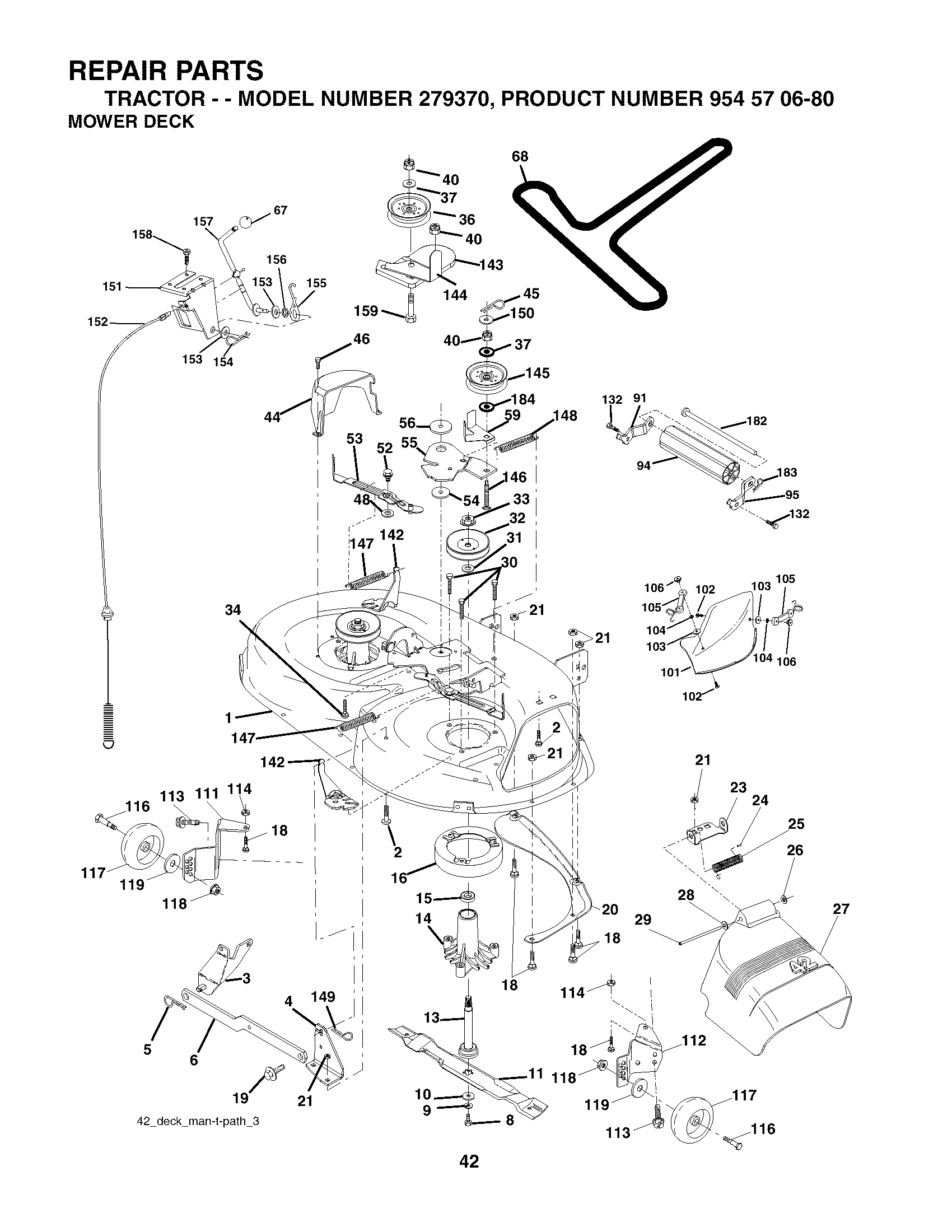 Poulan 917279370 mower deck diagram