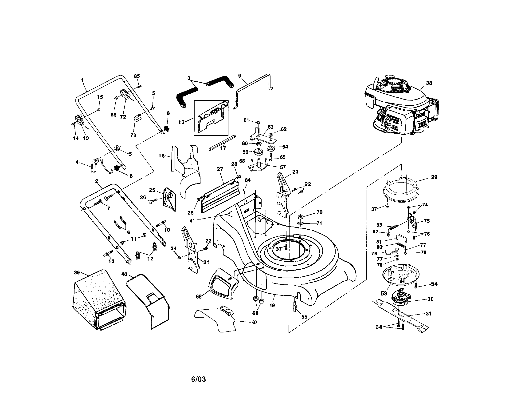 Craftsman 917377791 housing/handle/engine diagram