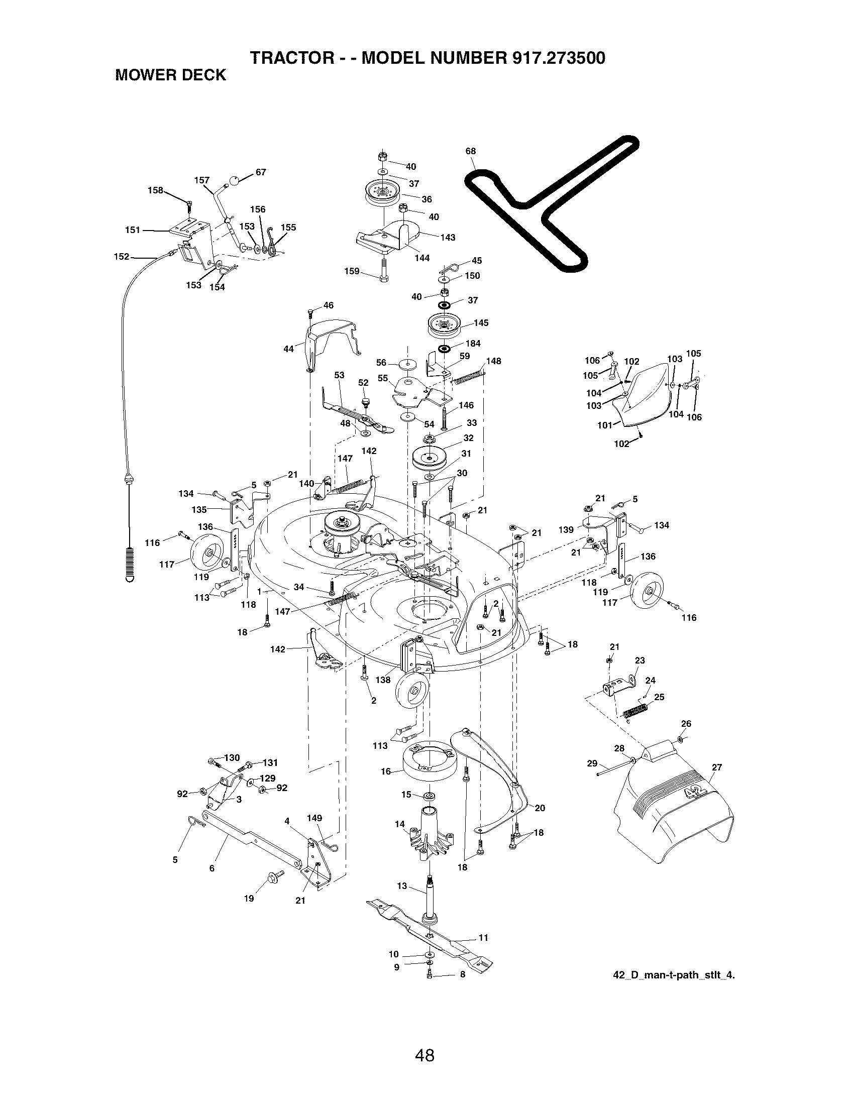 Craftsman 917273500 mower deck diagram