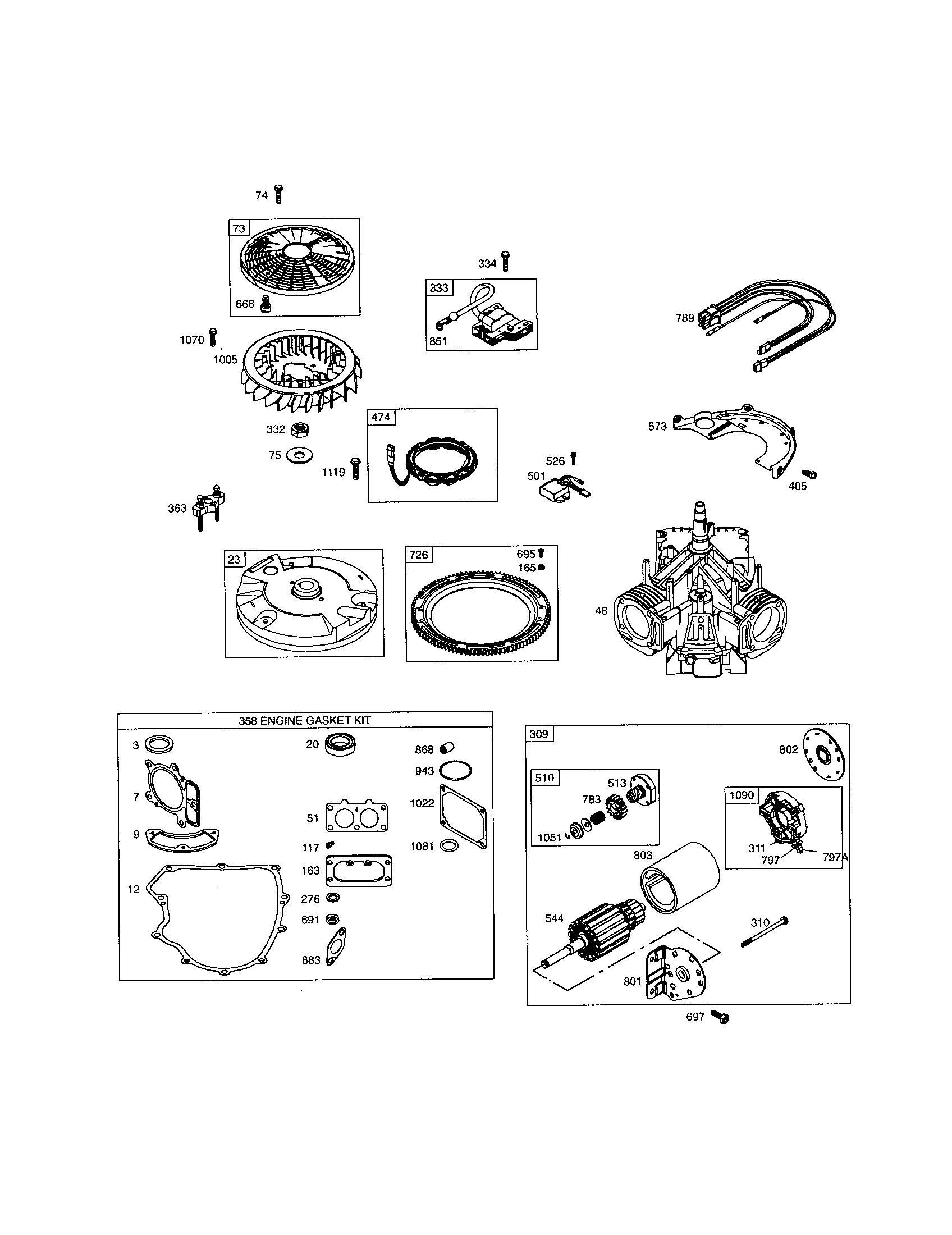 Craftsman 917277070 short block/starter-rewind diagram
