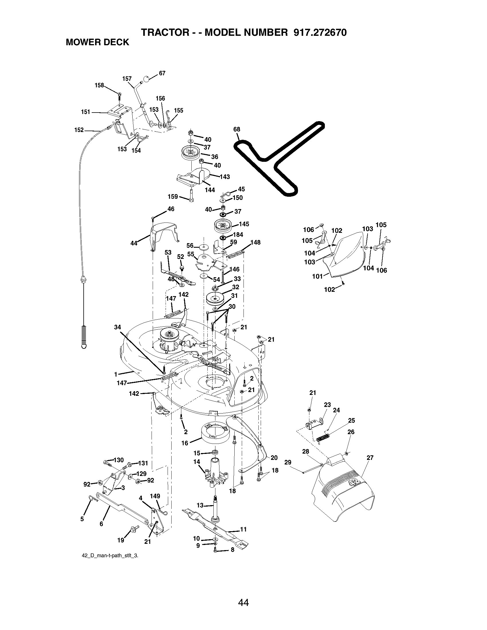 Craftsman 917272670 mower deck diagram