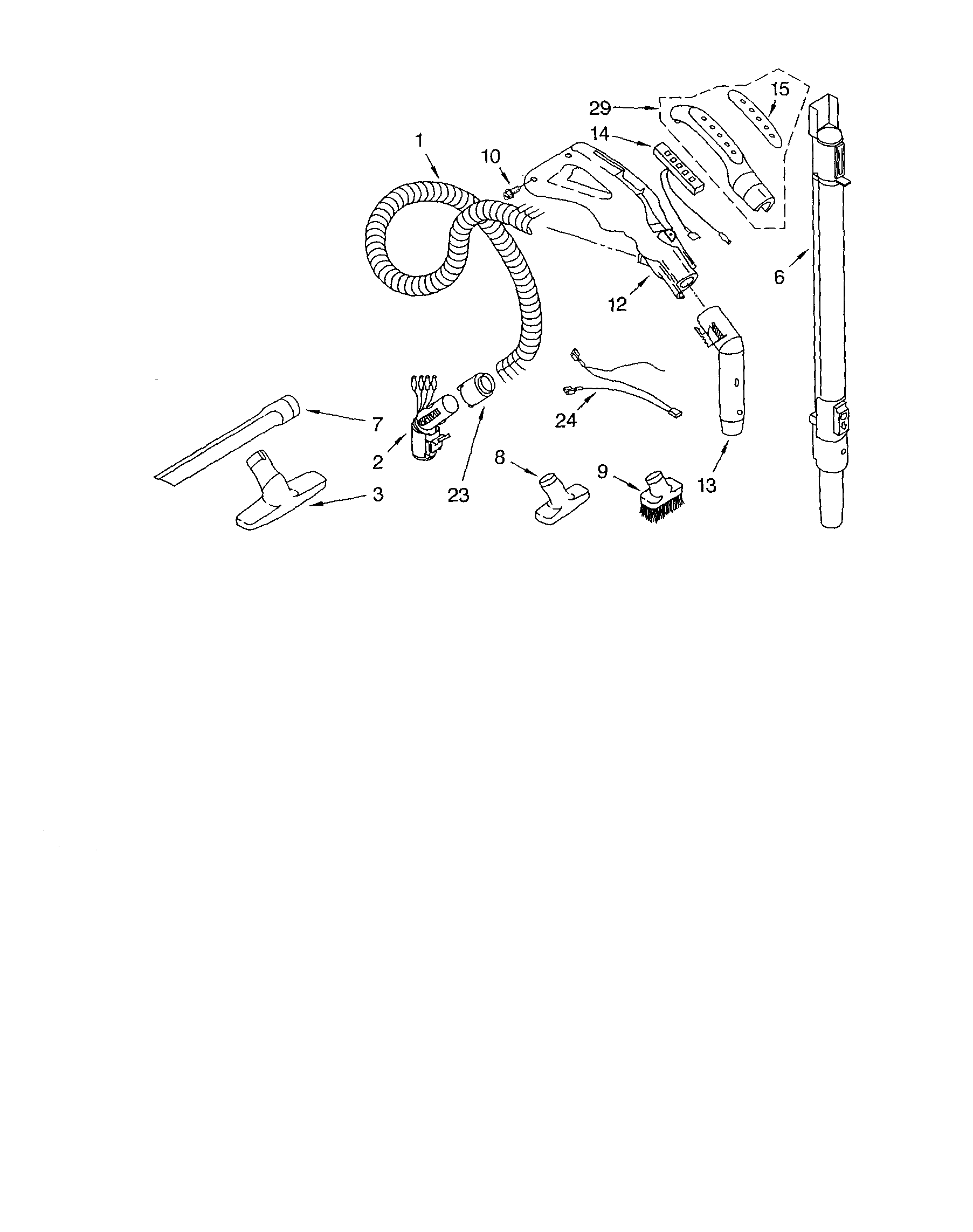 Kenmore 11622912202 hose and attachments diagram