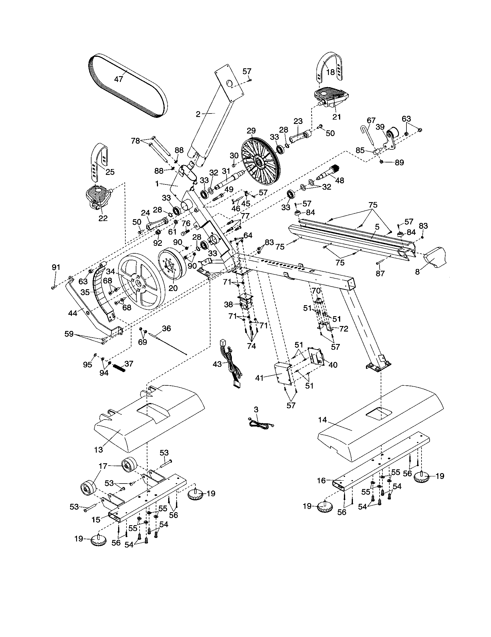 NordicTrack 831283190 front and rear stabilizer covers diagram