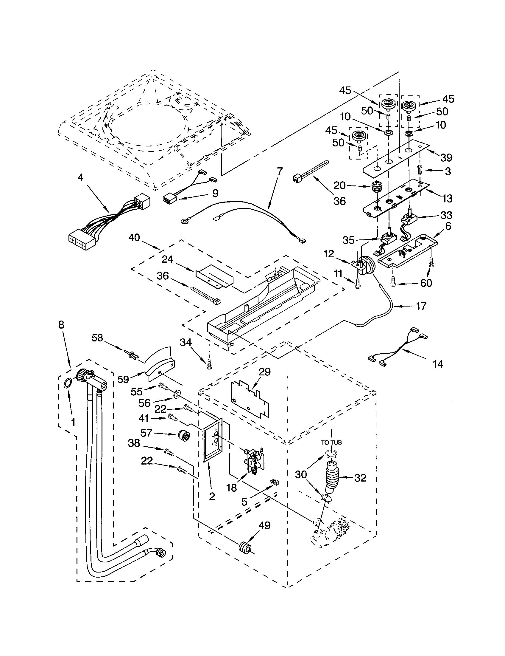 Kenmore 11042722201 controls and rear panel diagram