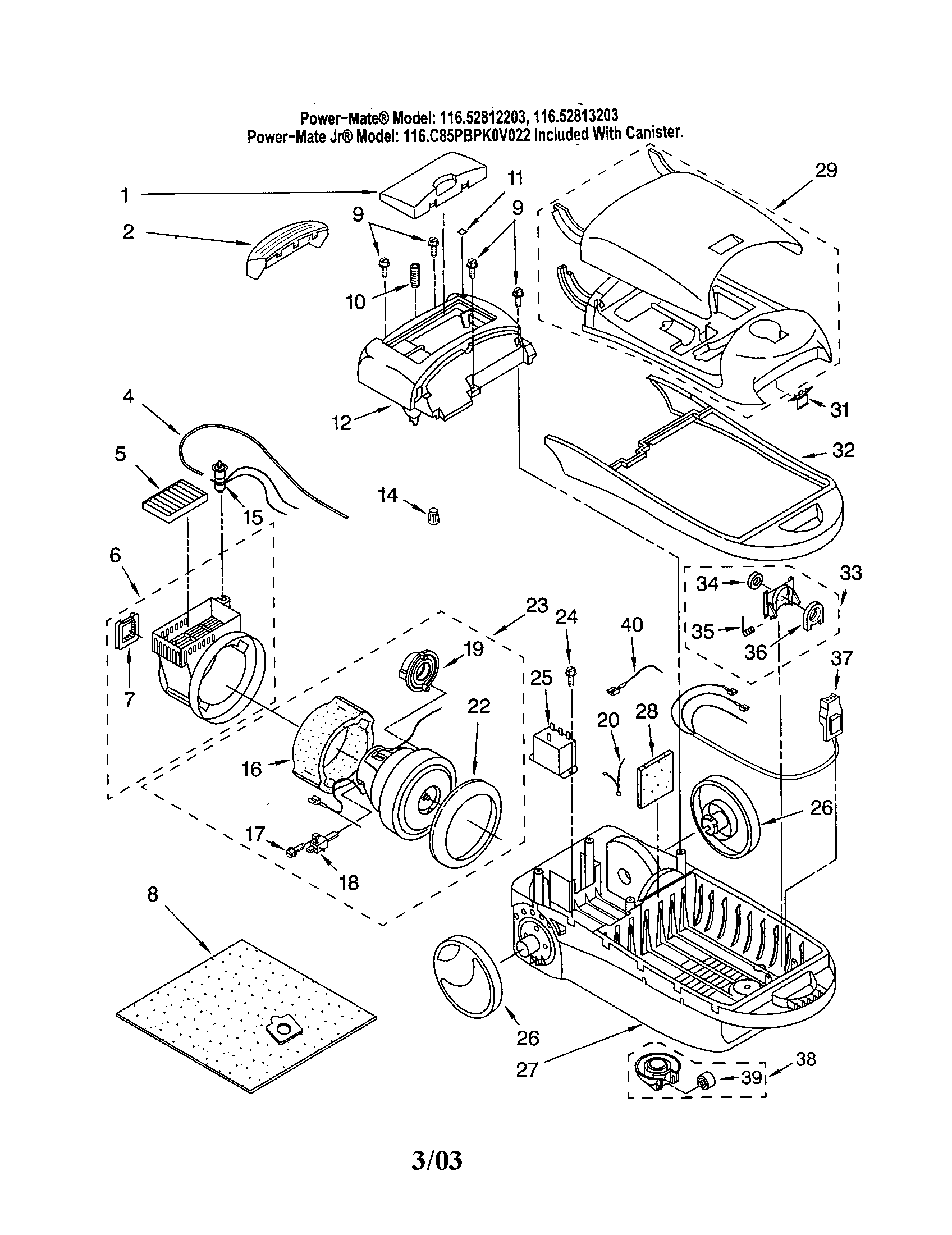 Kenmore 11622812203 base/hood diagram