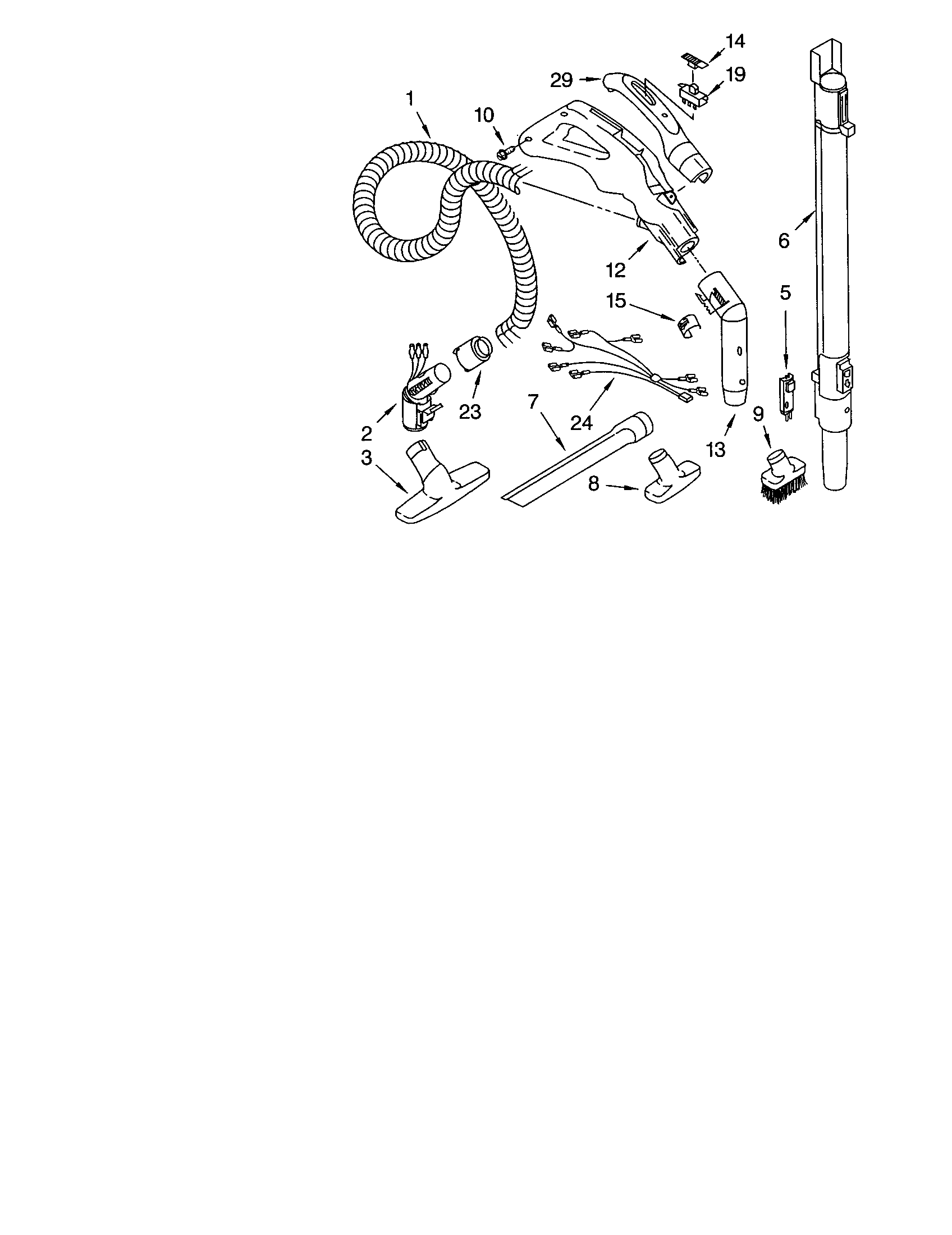 Kenmore 11622812203 hose and attachments diagram