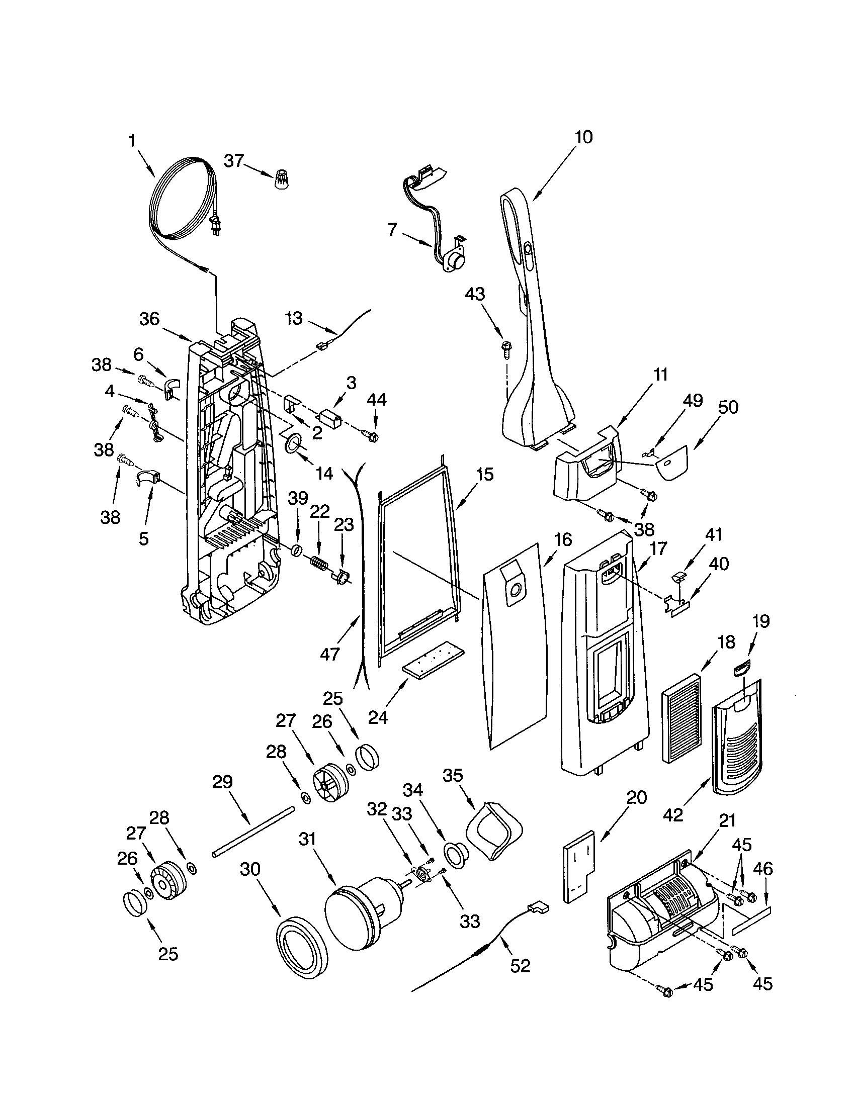 Kenmore 11633613300 dust compartment and motor diagram