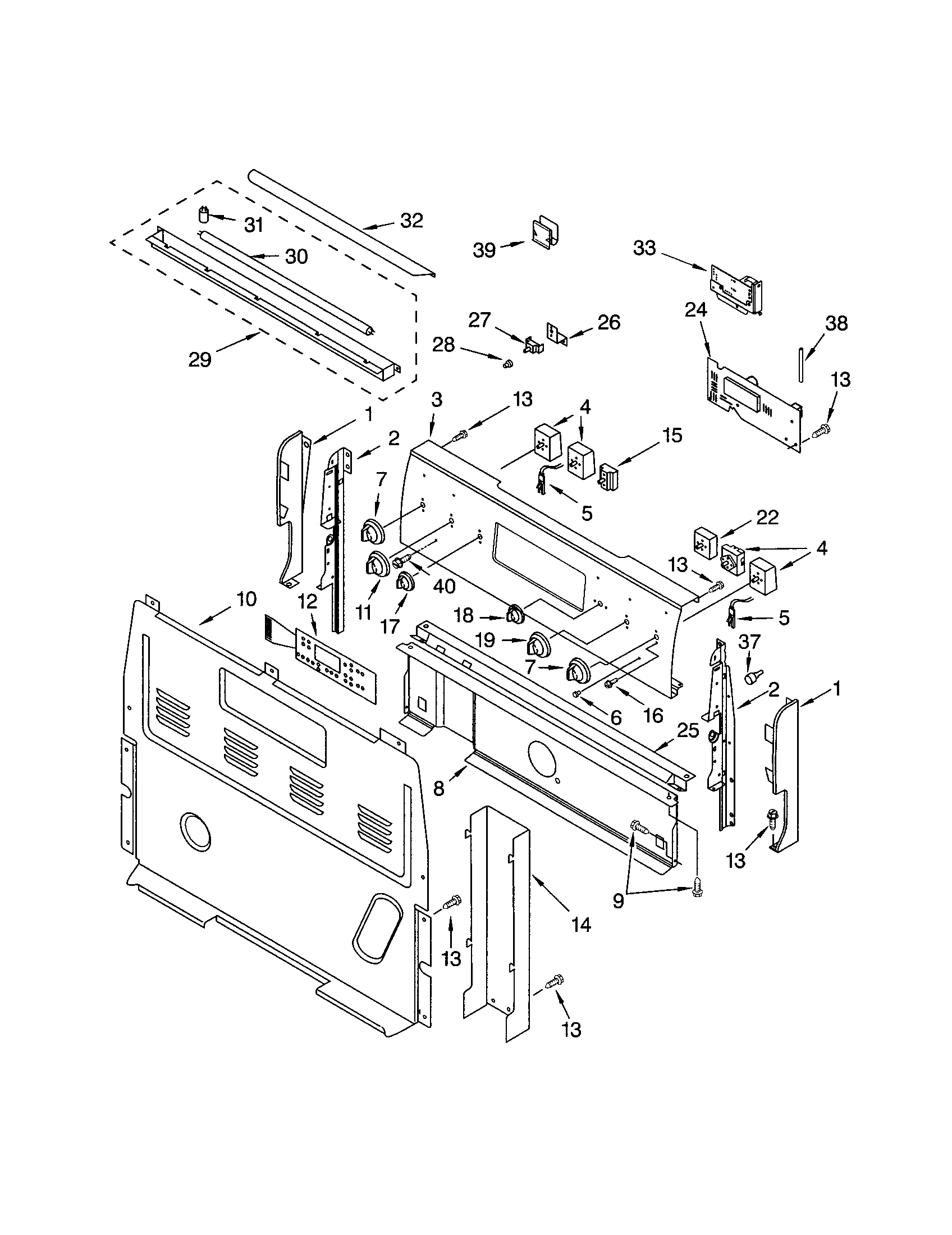 Kenmore 66595824005 control panel diagram