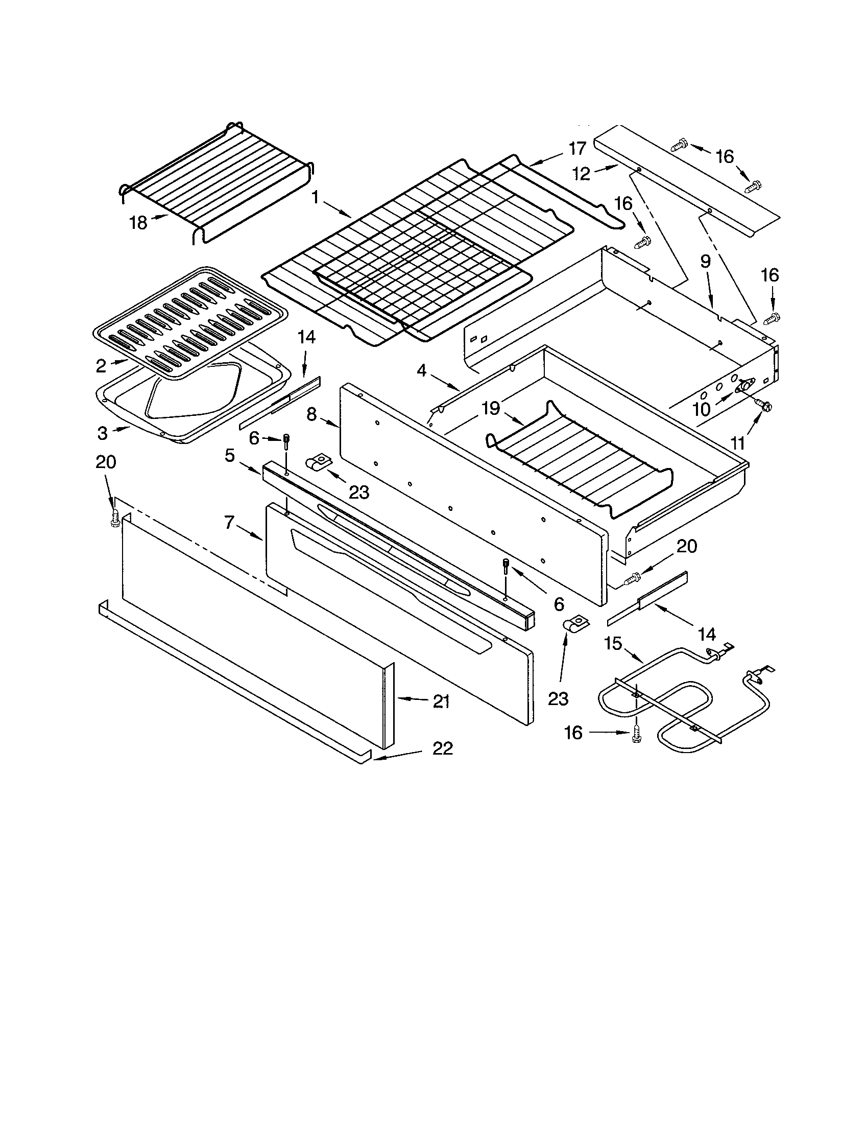 Kenmore 66595824005 warming drawer and broiler diagram