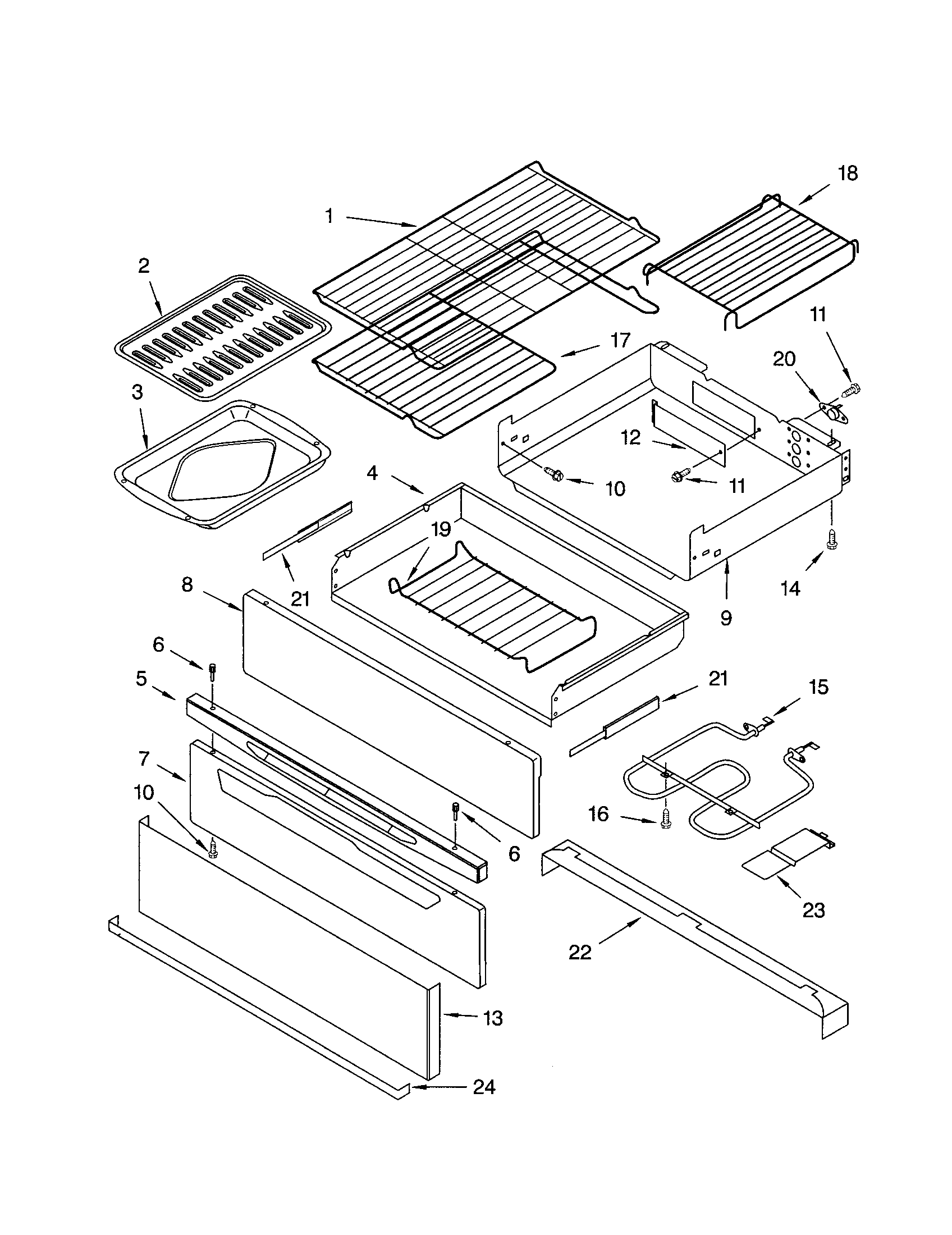 Kenmore 66575843006 warming drawer and broiler diagram