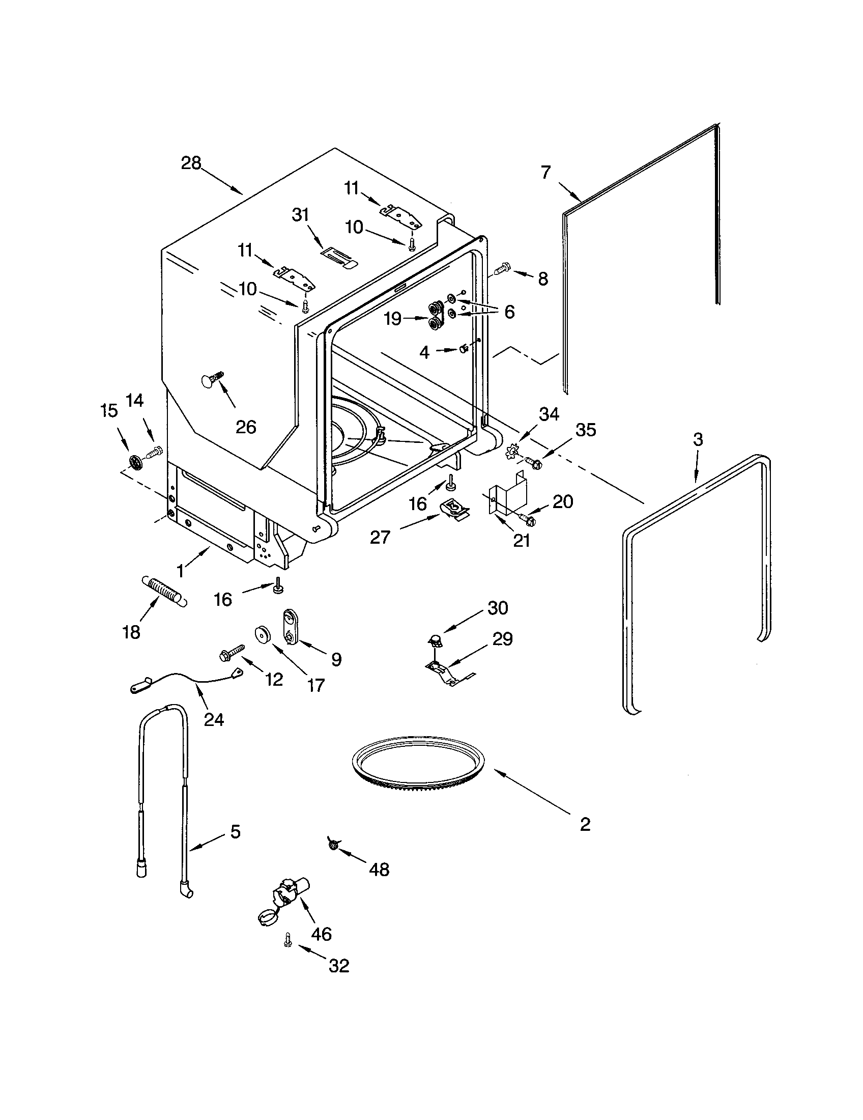 Kenmore Elite 66515919000 tub and frame diagram
