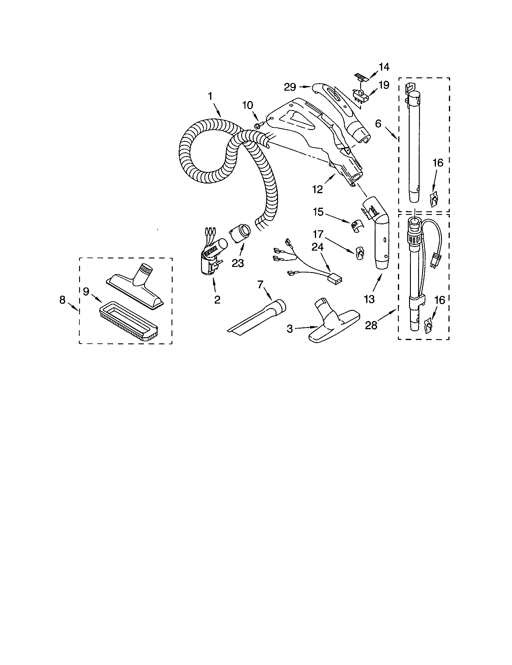 Kenmore 11620512003 hose and attachment diagram
