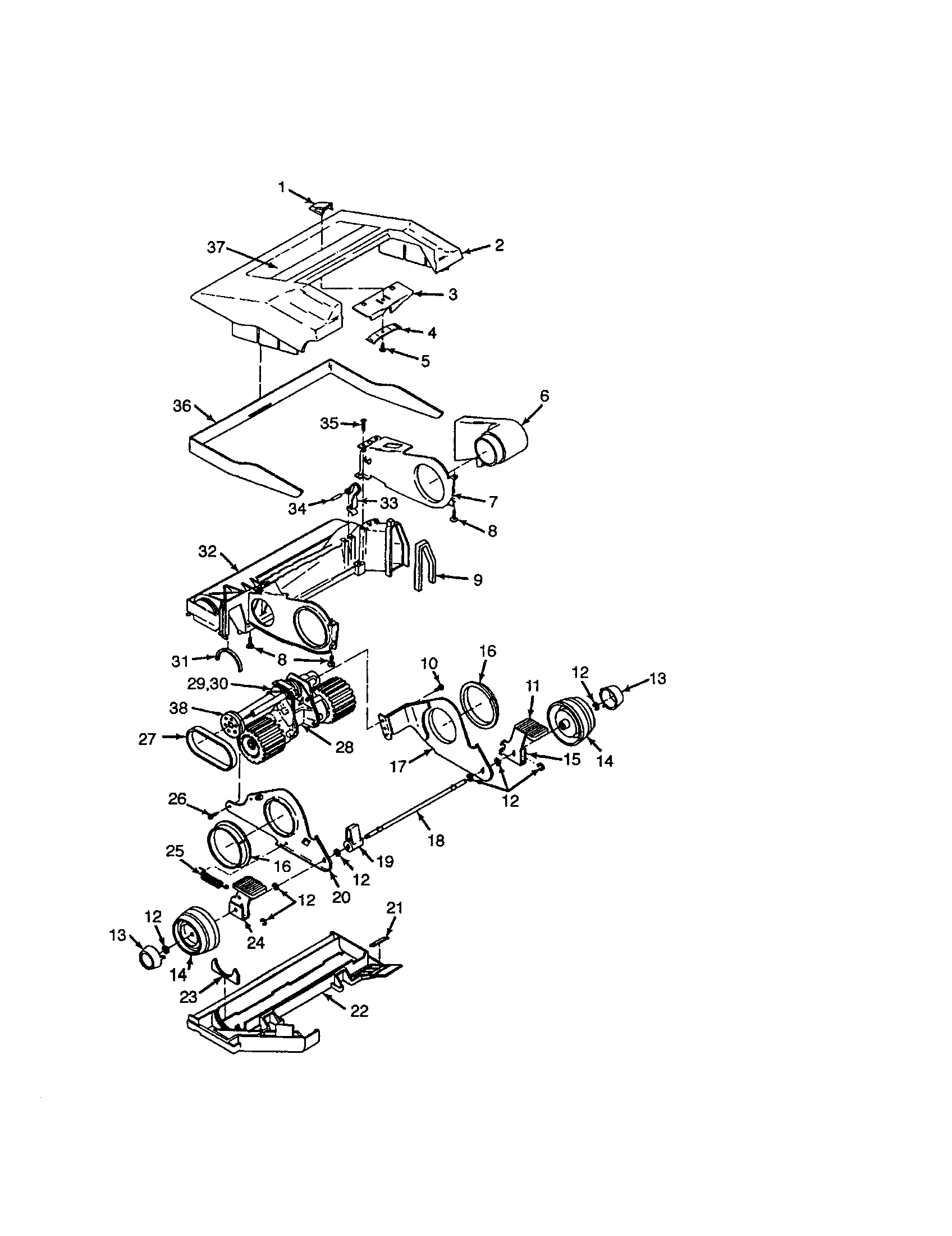 Hoover U3305 agitator housing diagram