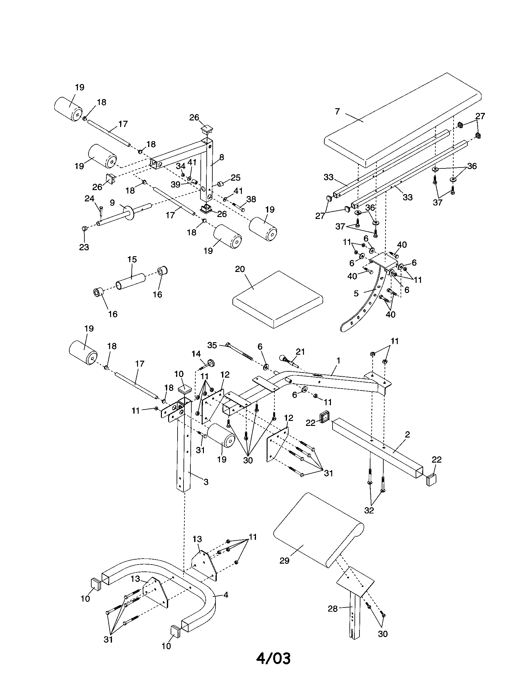 Weider WEBE11921 utility bench diagram