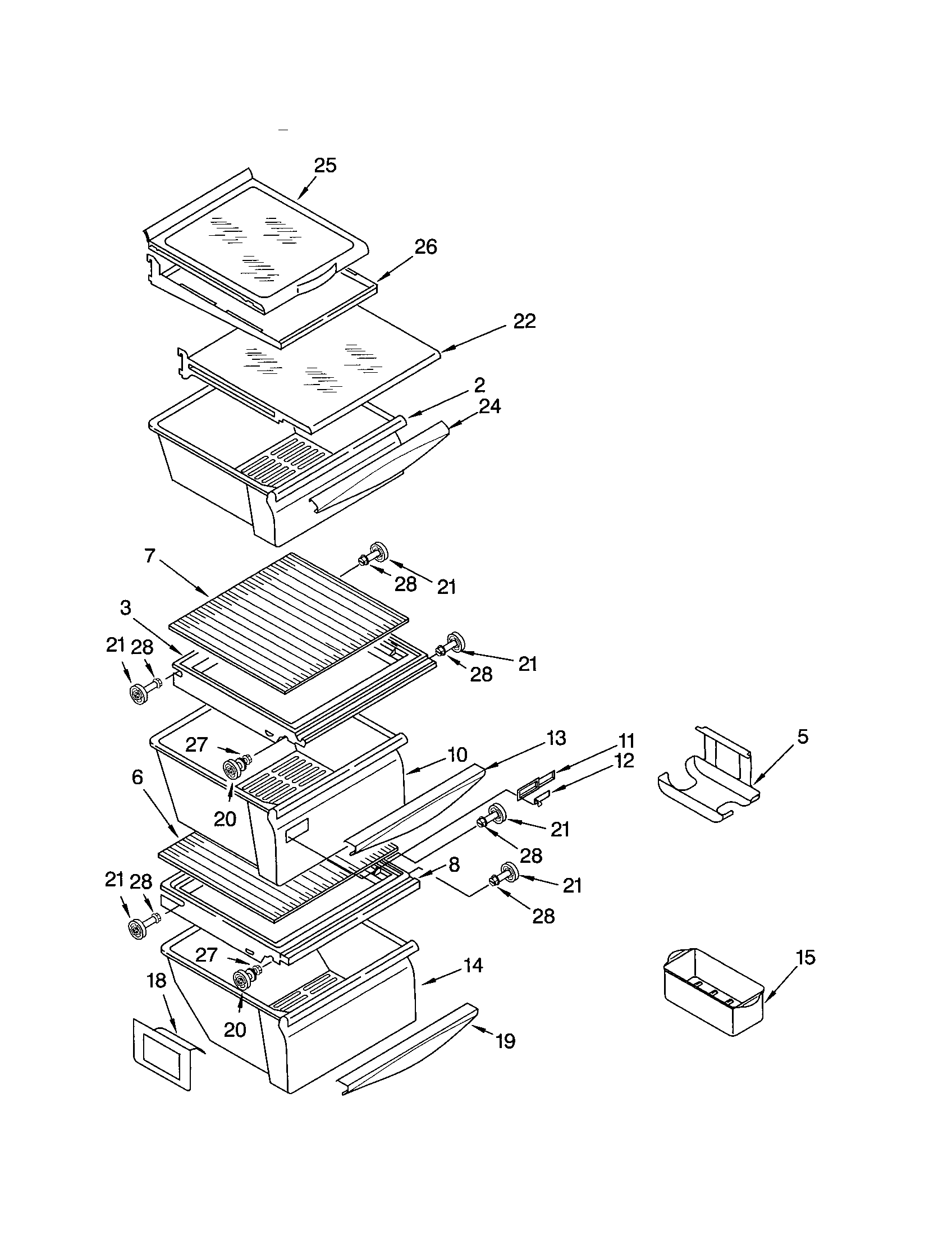 Kenmore 10653699200 refrigeator shelf diagram