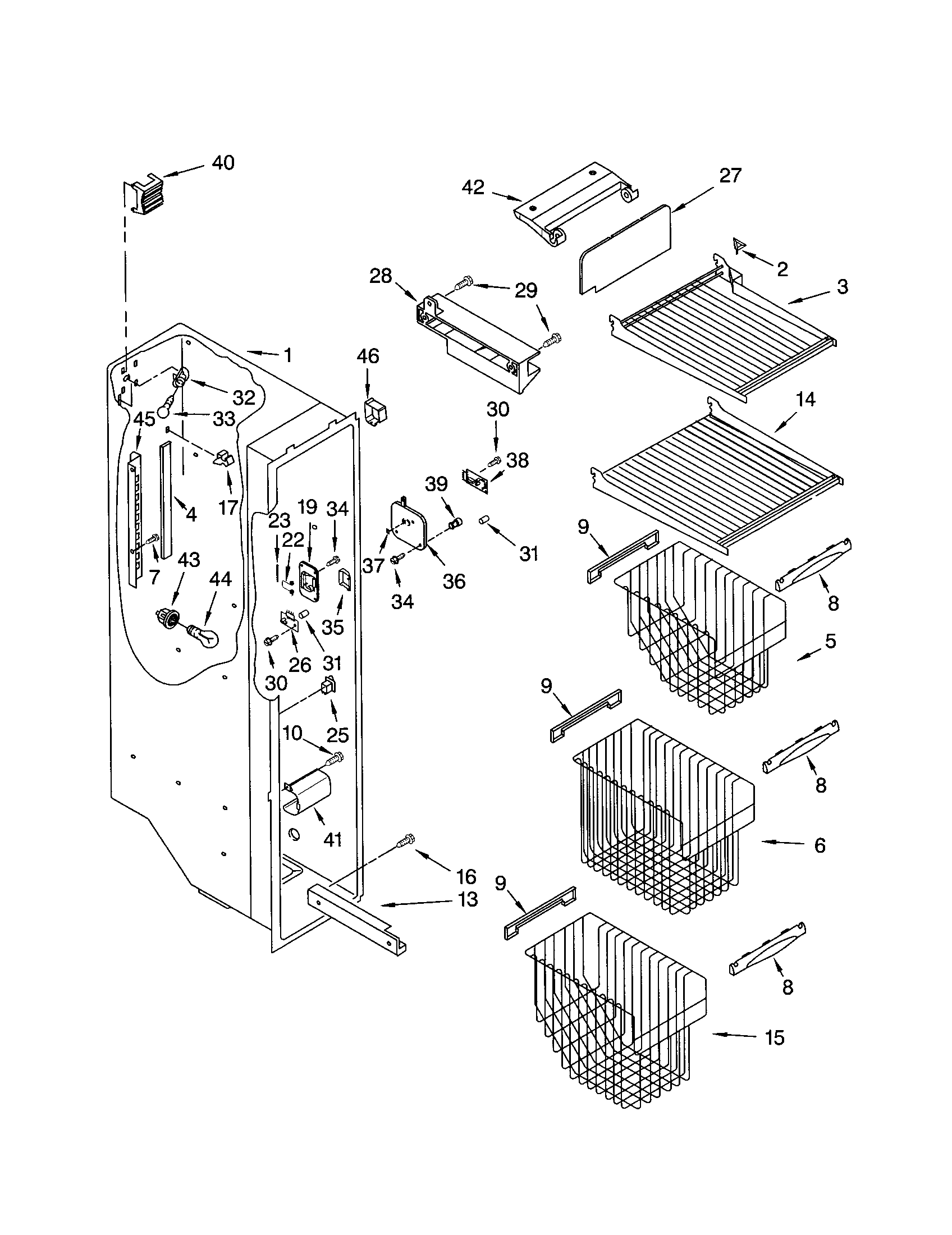 Kenmore 10653699200 freezer liner diagram