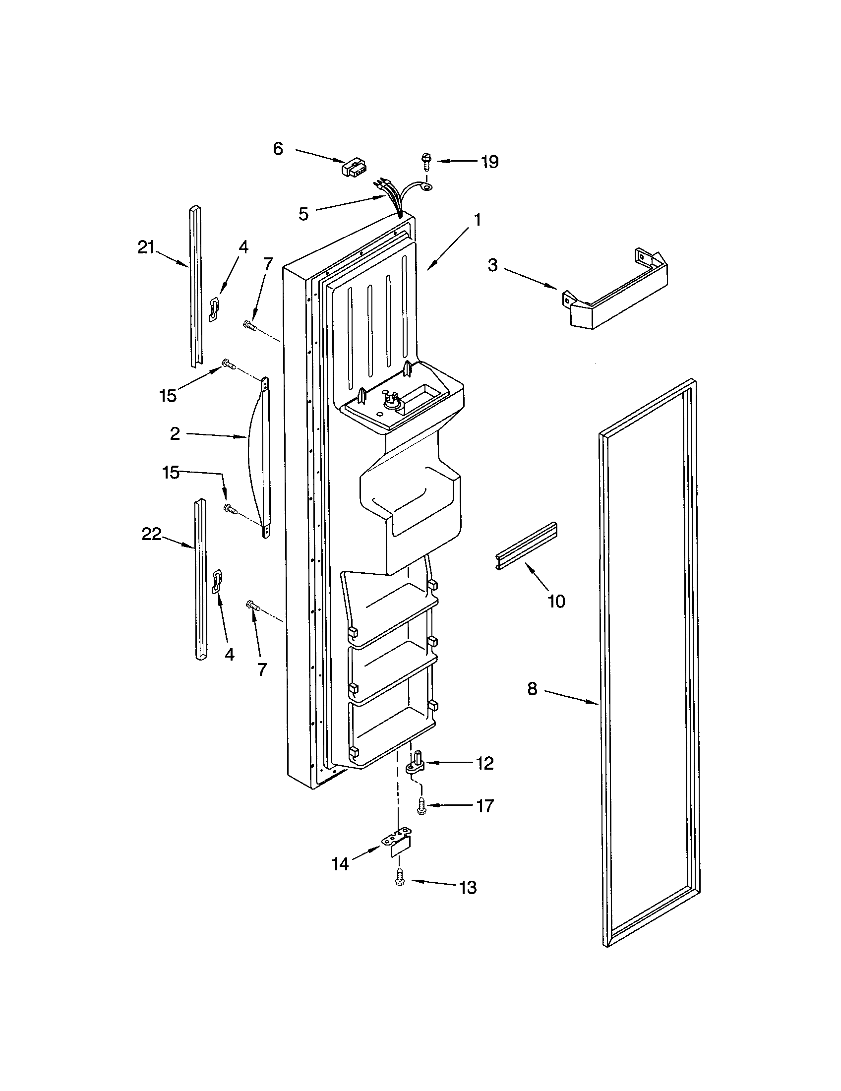 Kenmore 10653699200 freezer door diagram