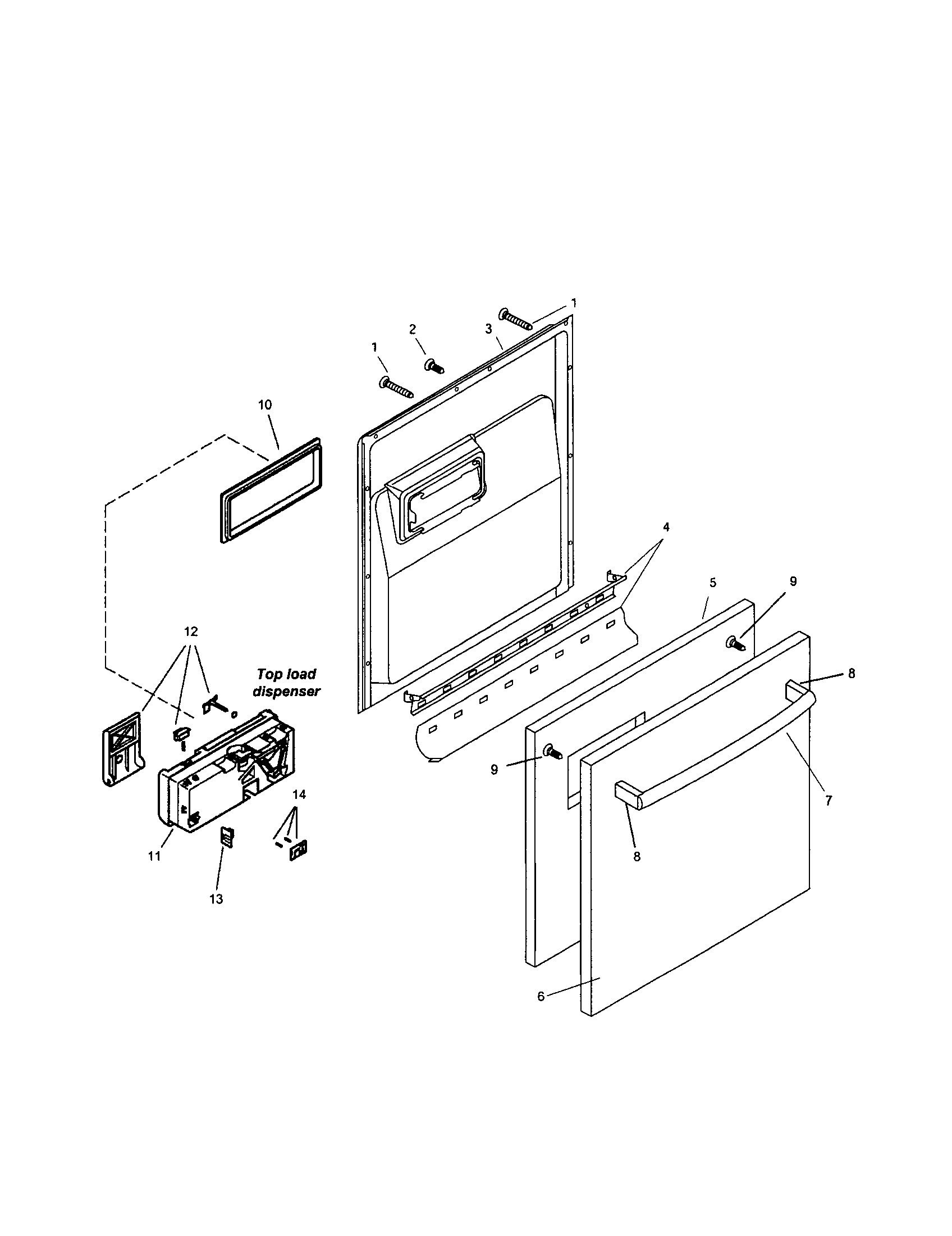 Bosch SHY99A06UC/14 (FD8212) door assembly diagram