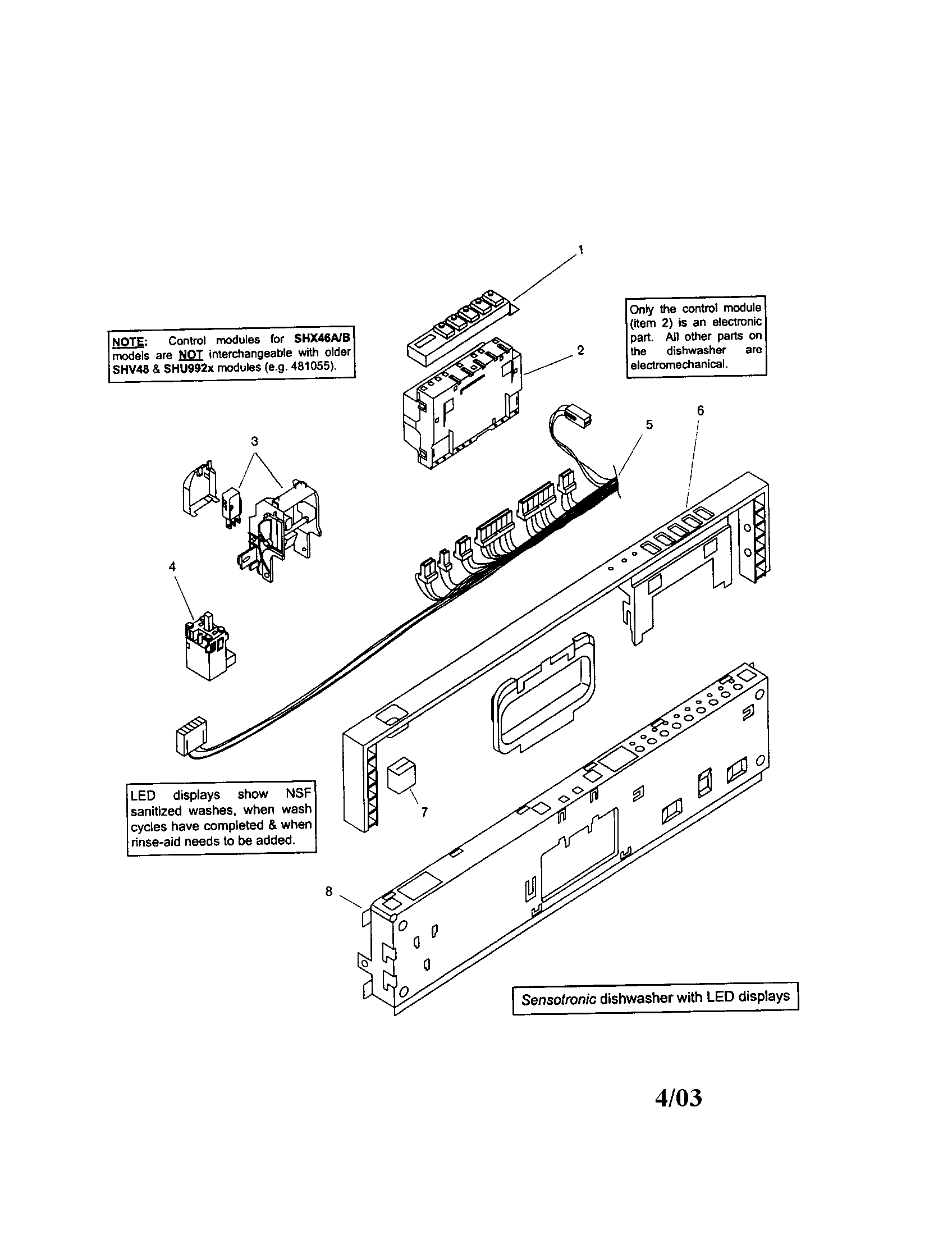 Bosch SHX46B07UC/14 fascia panel diagram