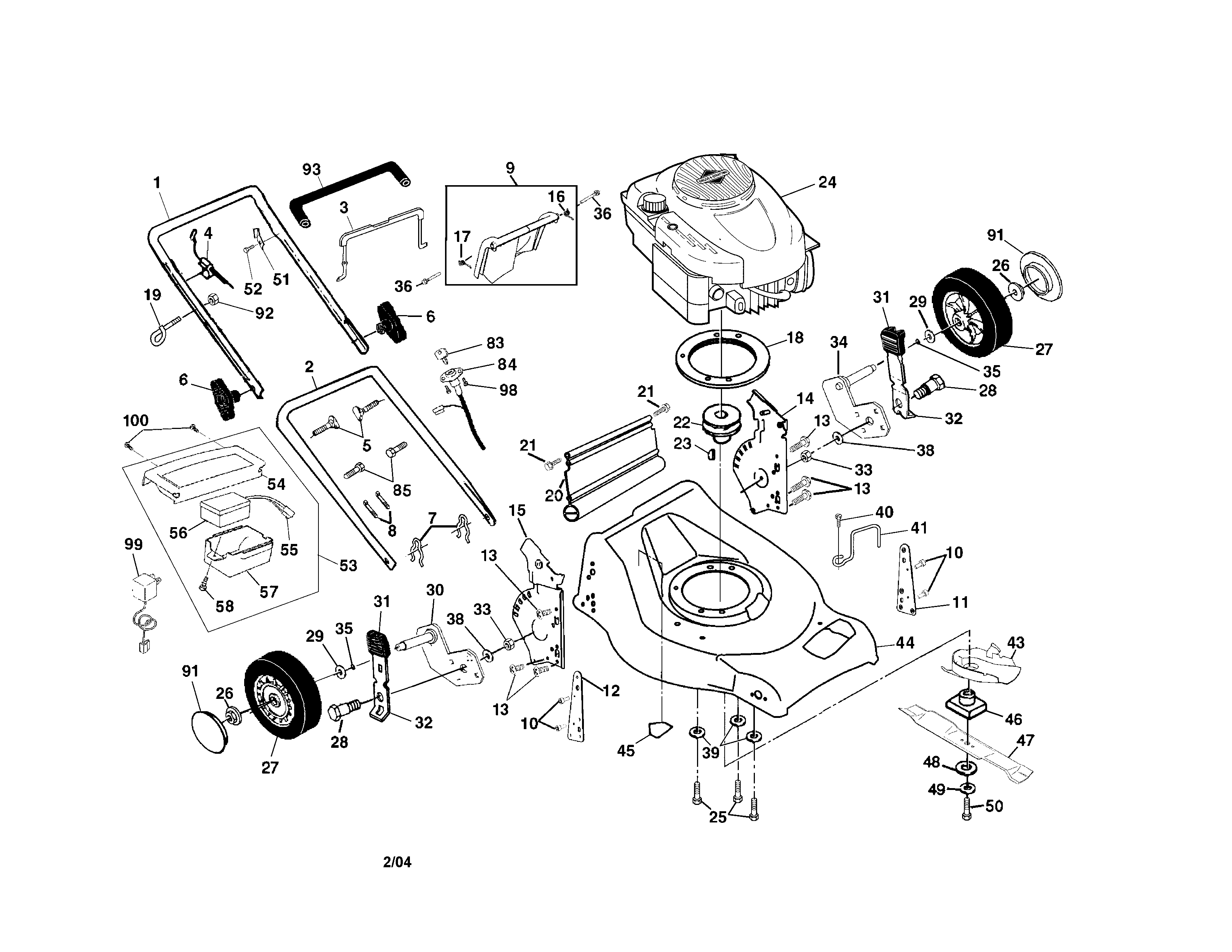 Craftsman 917378402 engine/handle/housing diagram