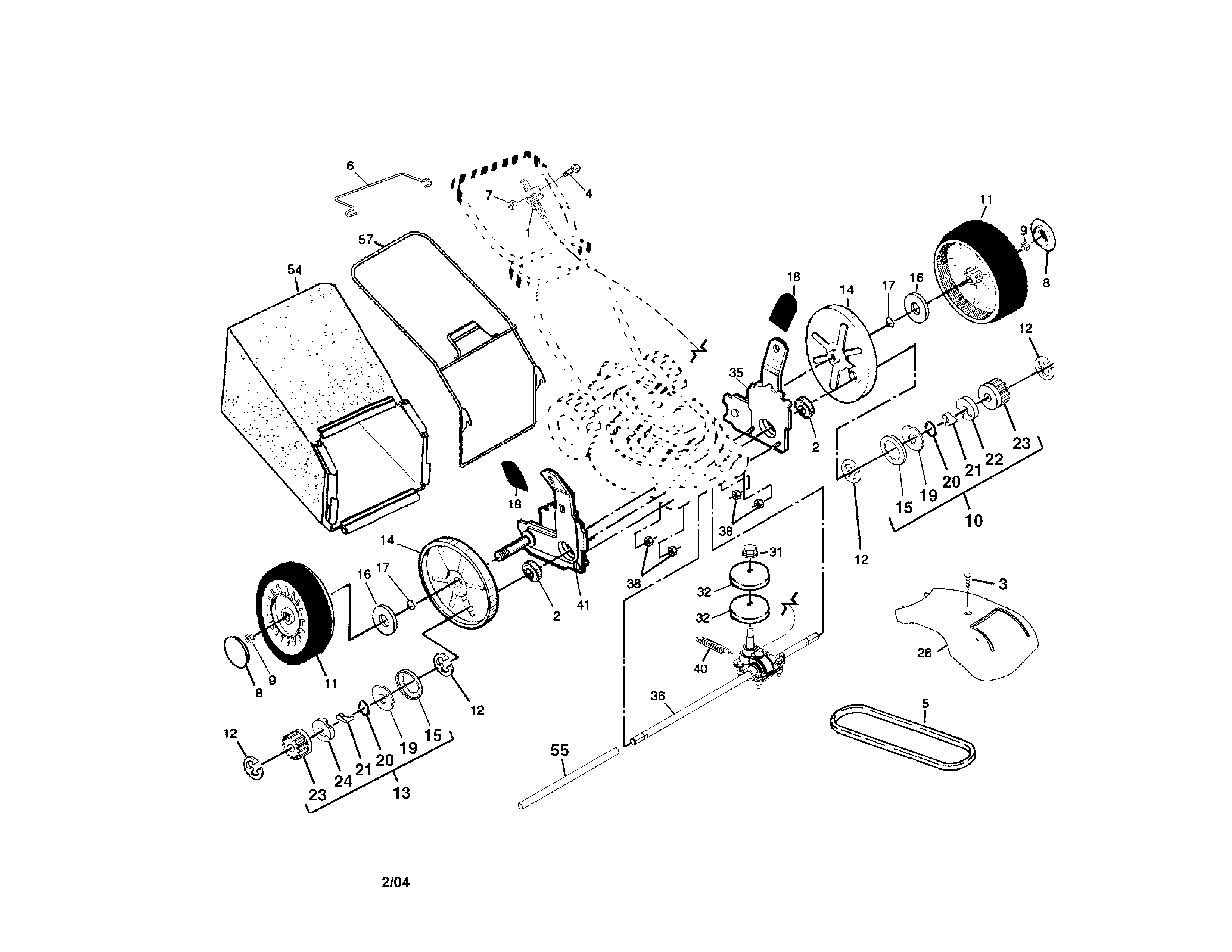 Craftsman 917378402 wheels/tires/bag diagram