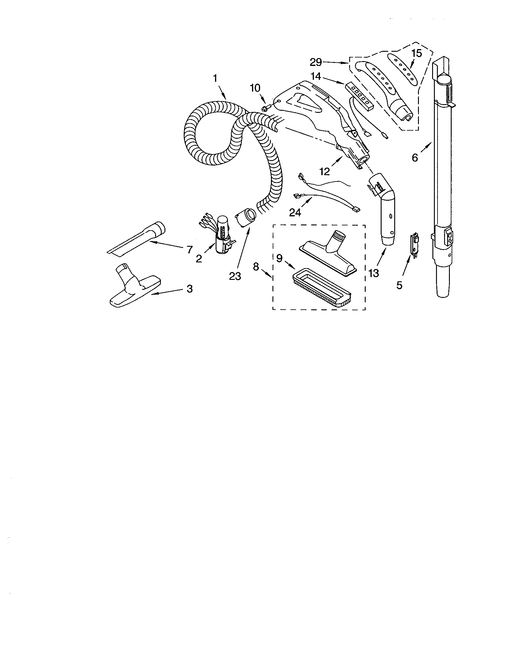 Kenmore 11622822200 hose and attachments diagram
