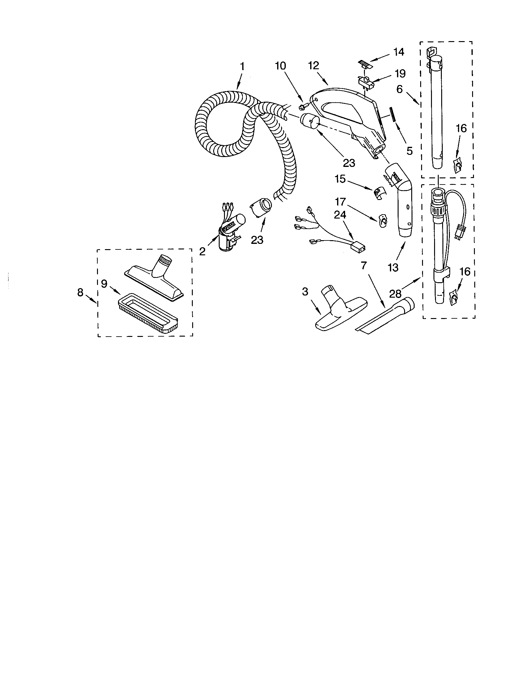 Kenmore 11622513201 hose and attachments diagram