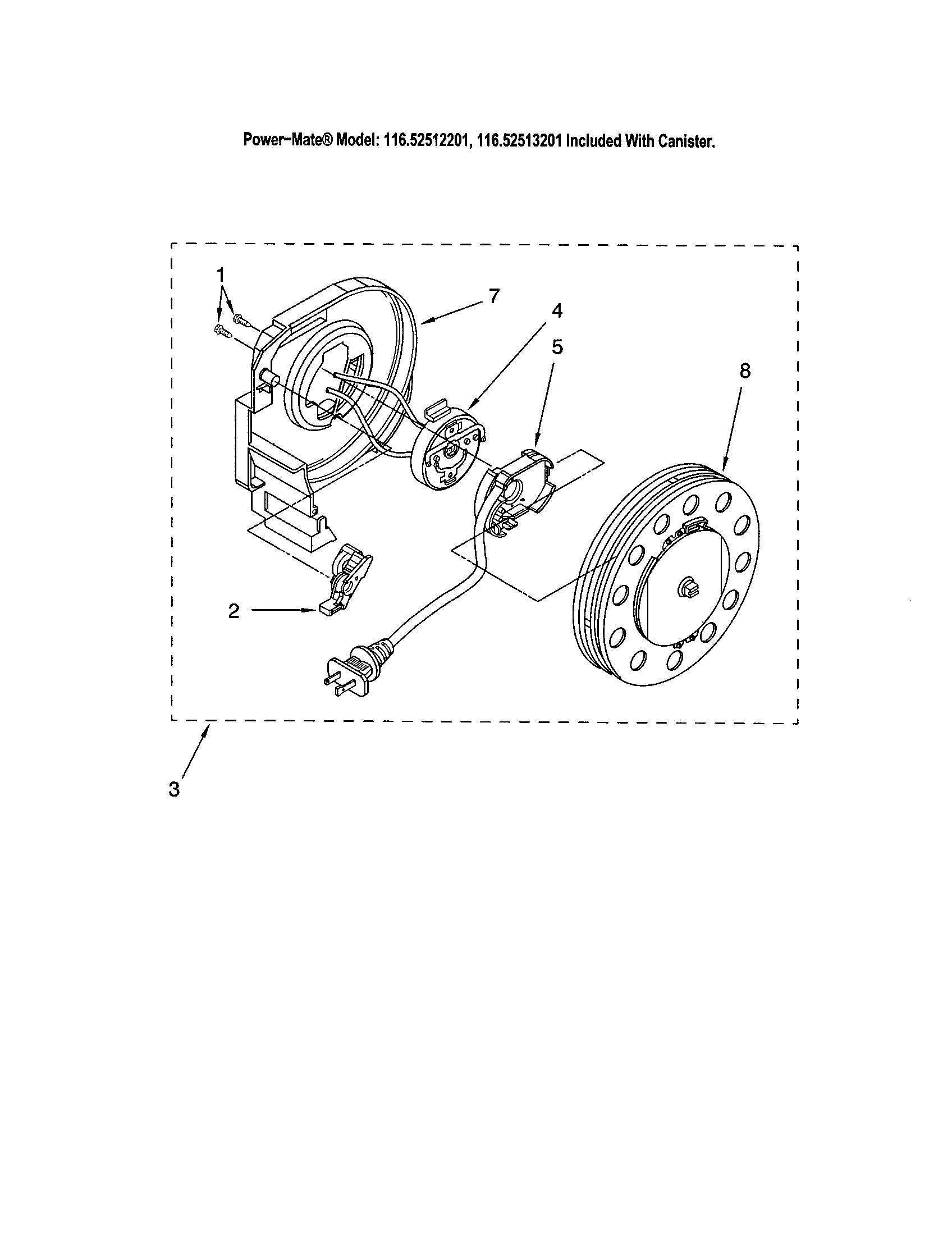 Kenmore 11622513201 power cord reel diagram