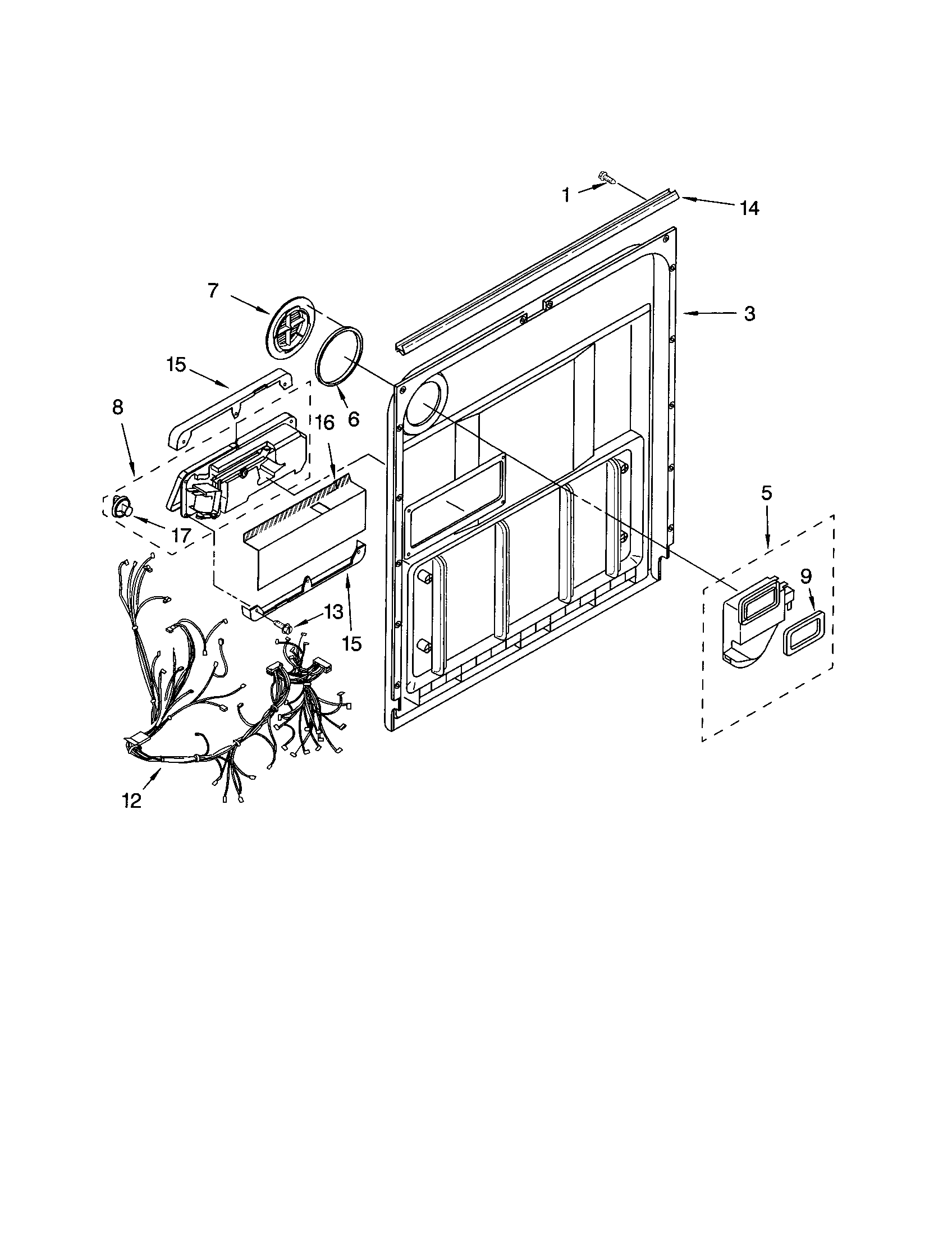 Kenmore 66517503201 door and latch diagram