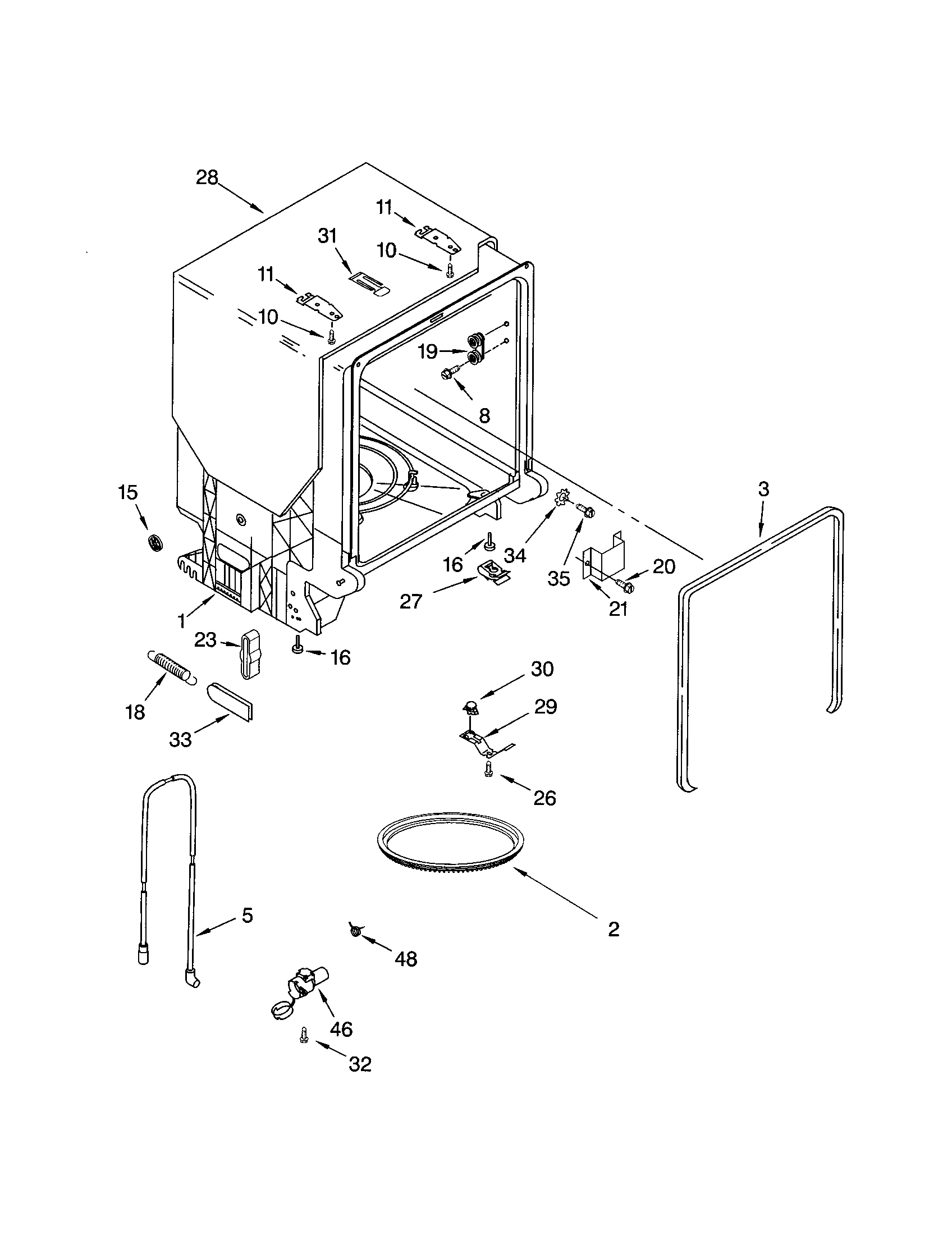 Kenmore 66517503201 tub and frame diagram