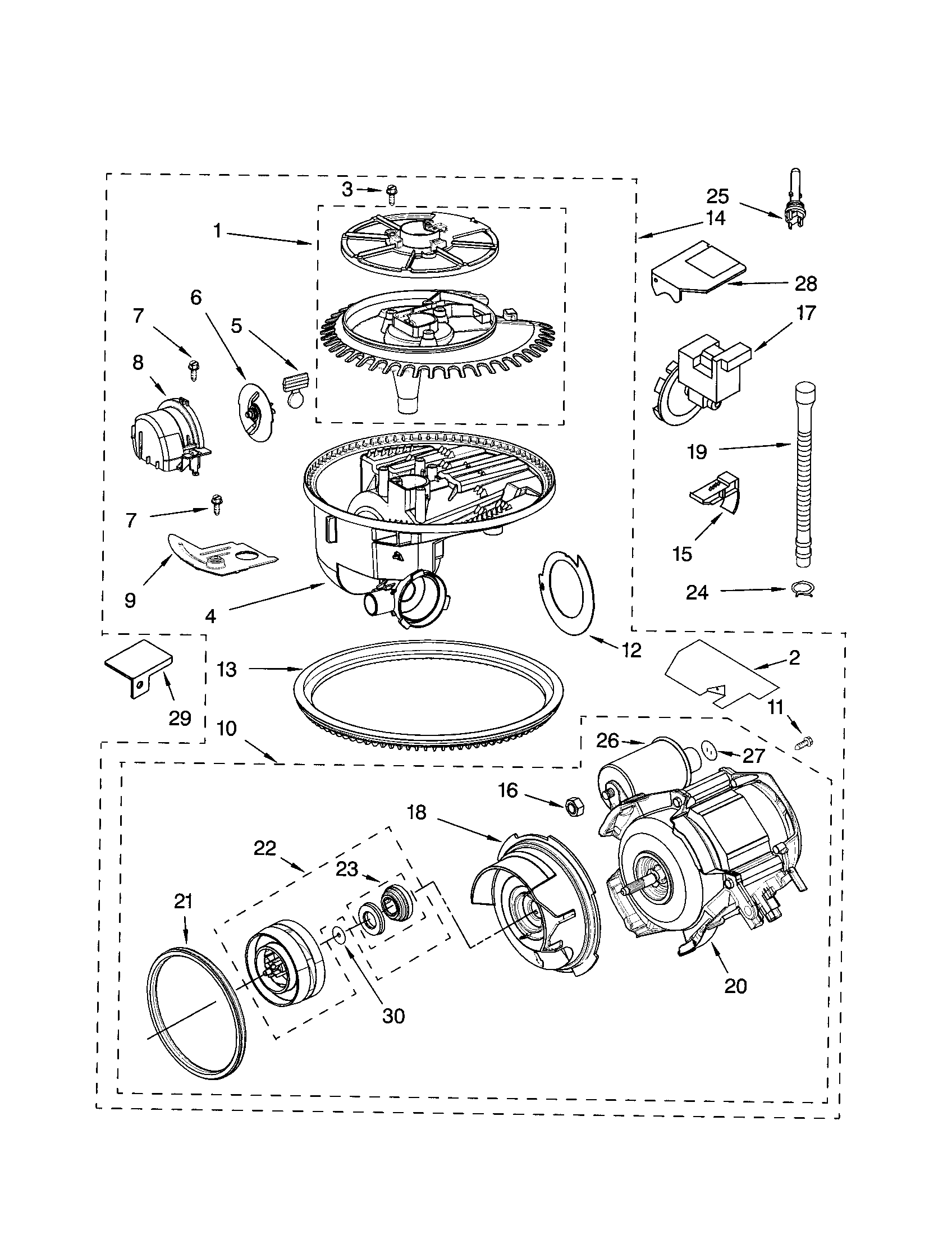 Kenmore 66517503201 pump and motor diagram