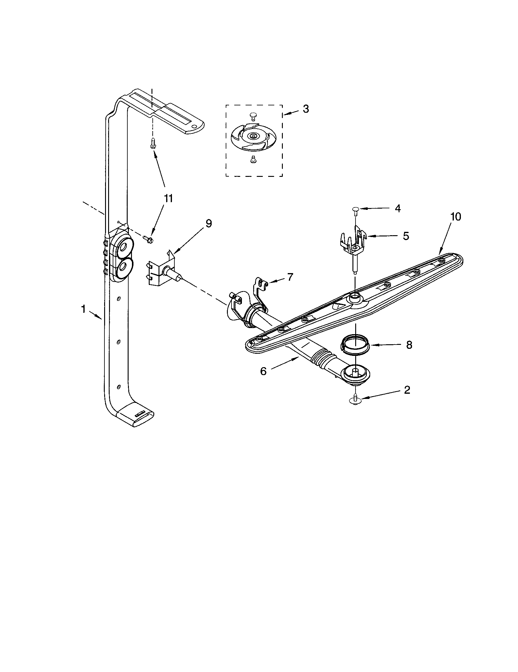 Kenmore 66517503201 upper wash and rinse diagram