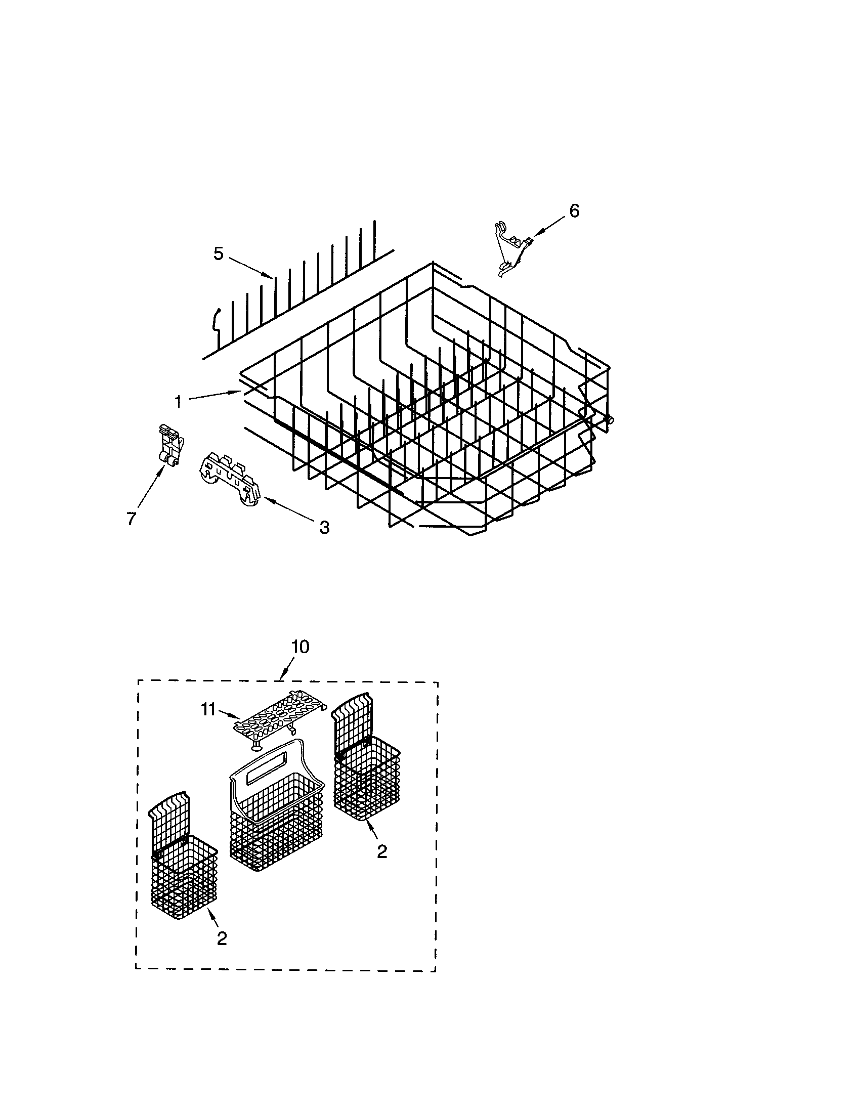 Kenmore 66517503201 lower rack diagram
