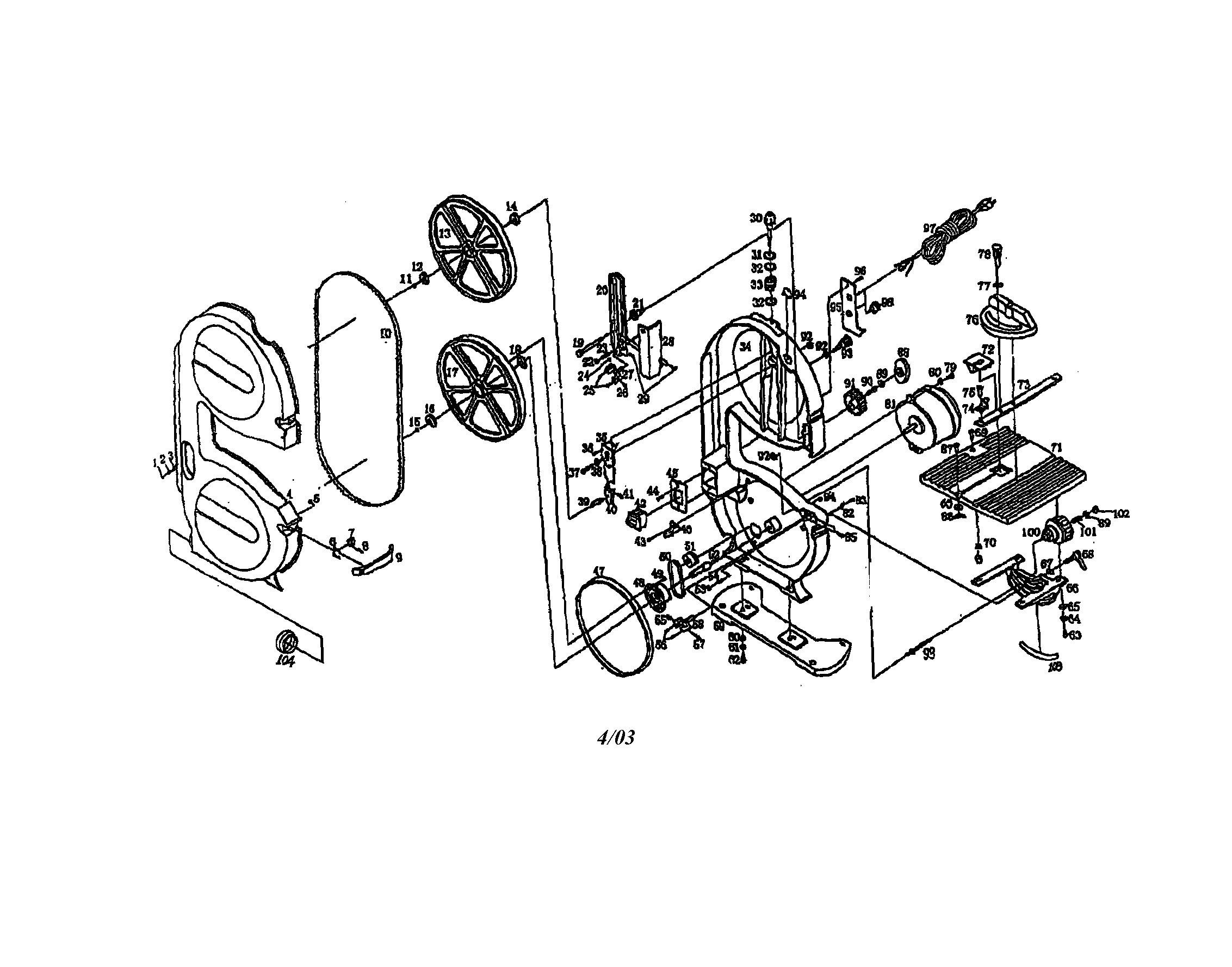 Ryobi BS901 band saw diagram