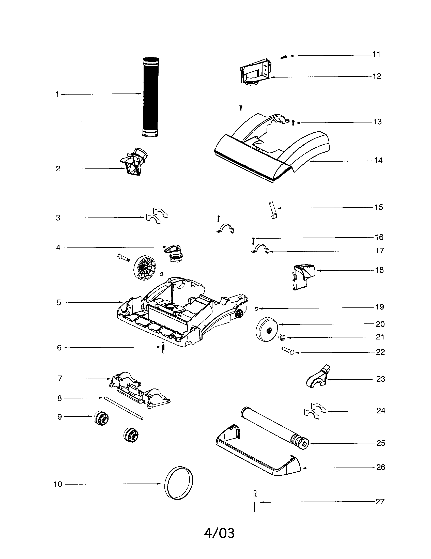 Eureka 5850AZ base/hood diagram