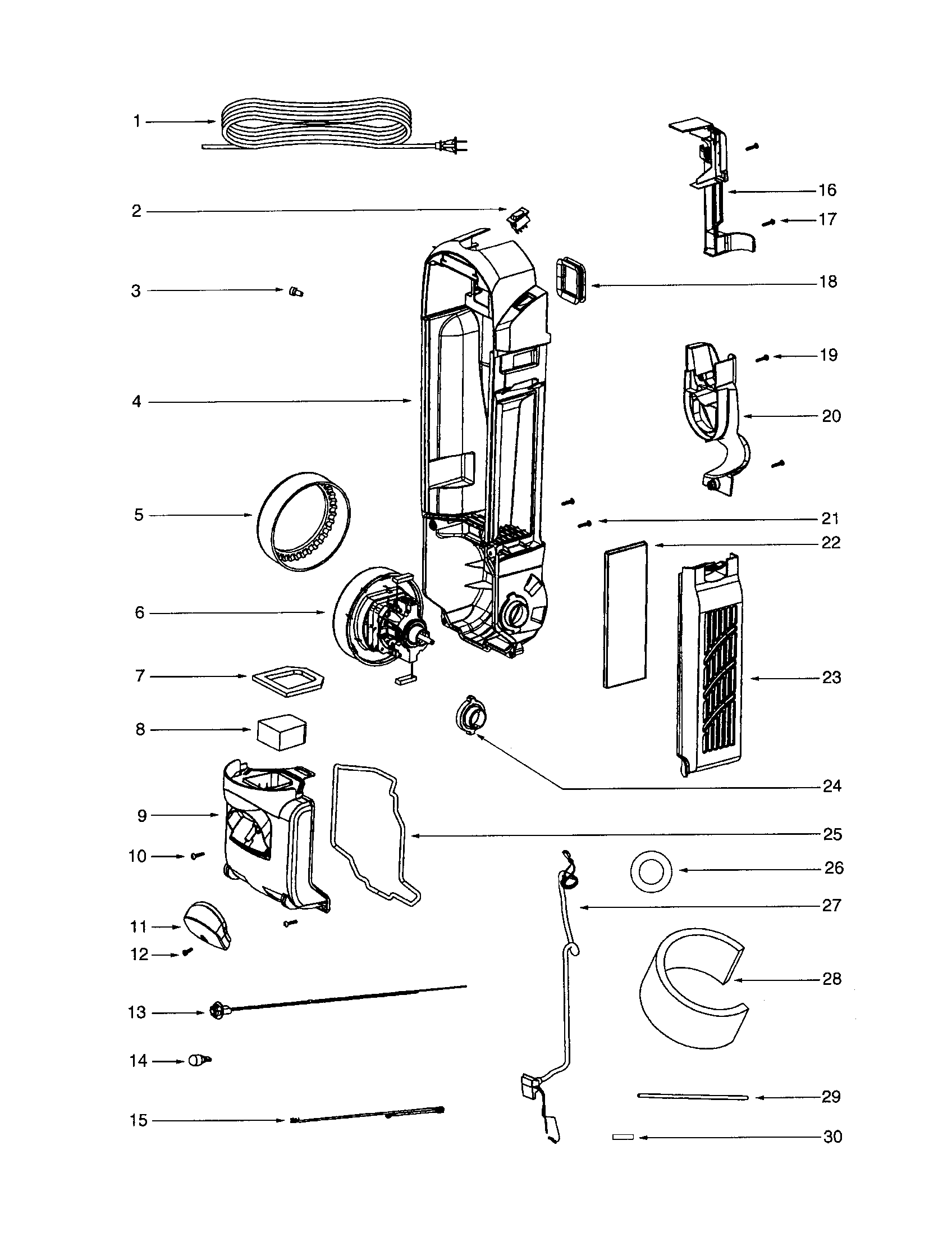 Eureka 5850AZ rear housing/motor cover diagram